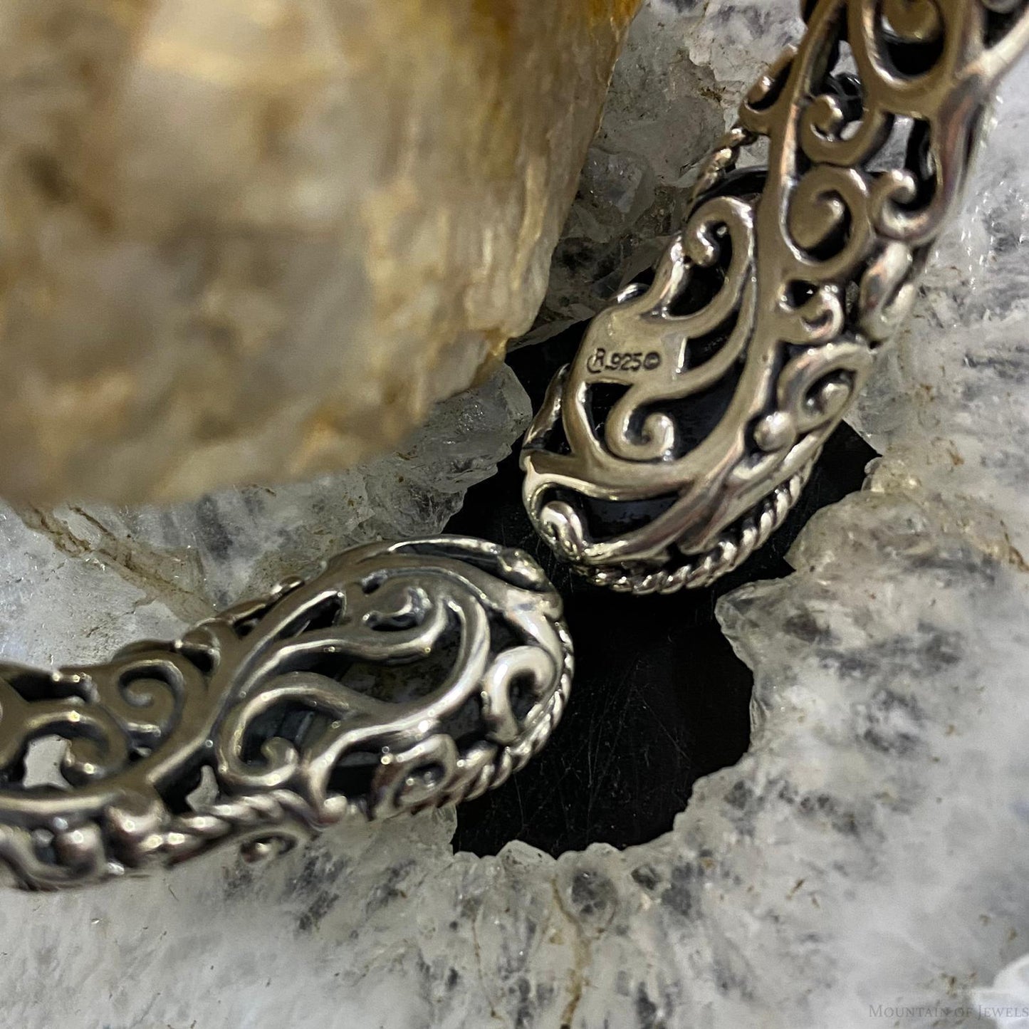 Carolyn Pollack Sterling Silver Blue Lace Agate Doublet Decorated Hinged Bracelet For Women