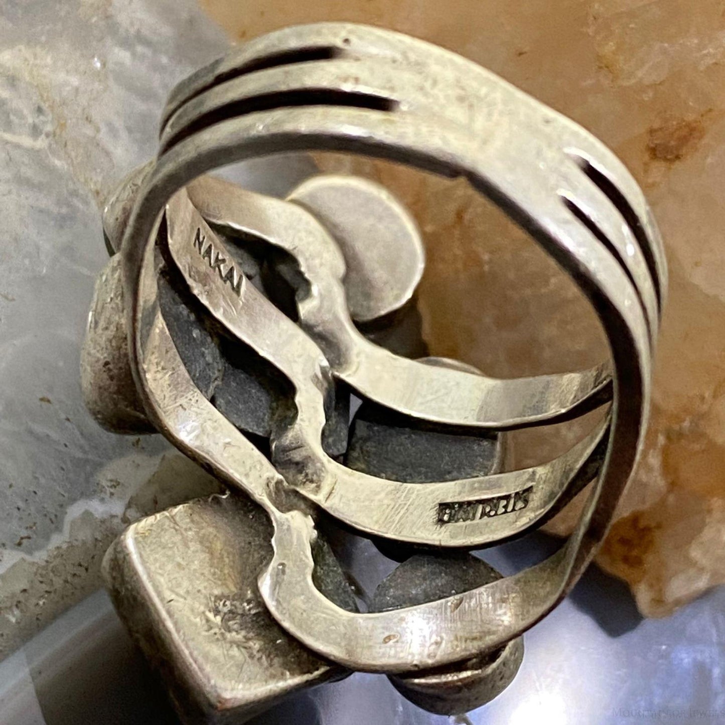 Gilo and Grace Nakai Vintage Native Sterling Silver Multi-Stone Ring Size 8