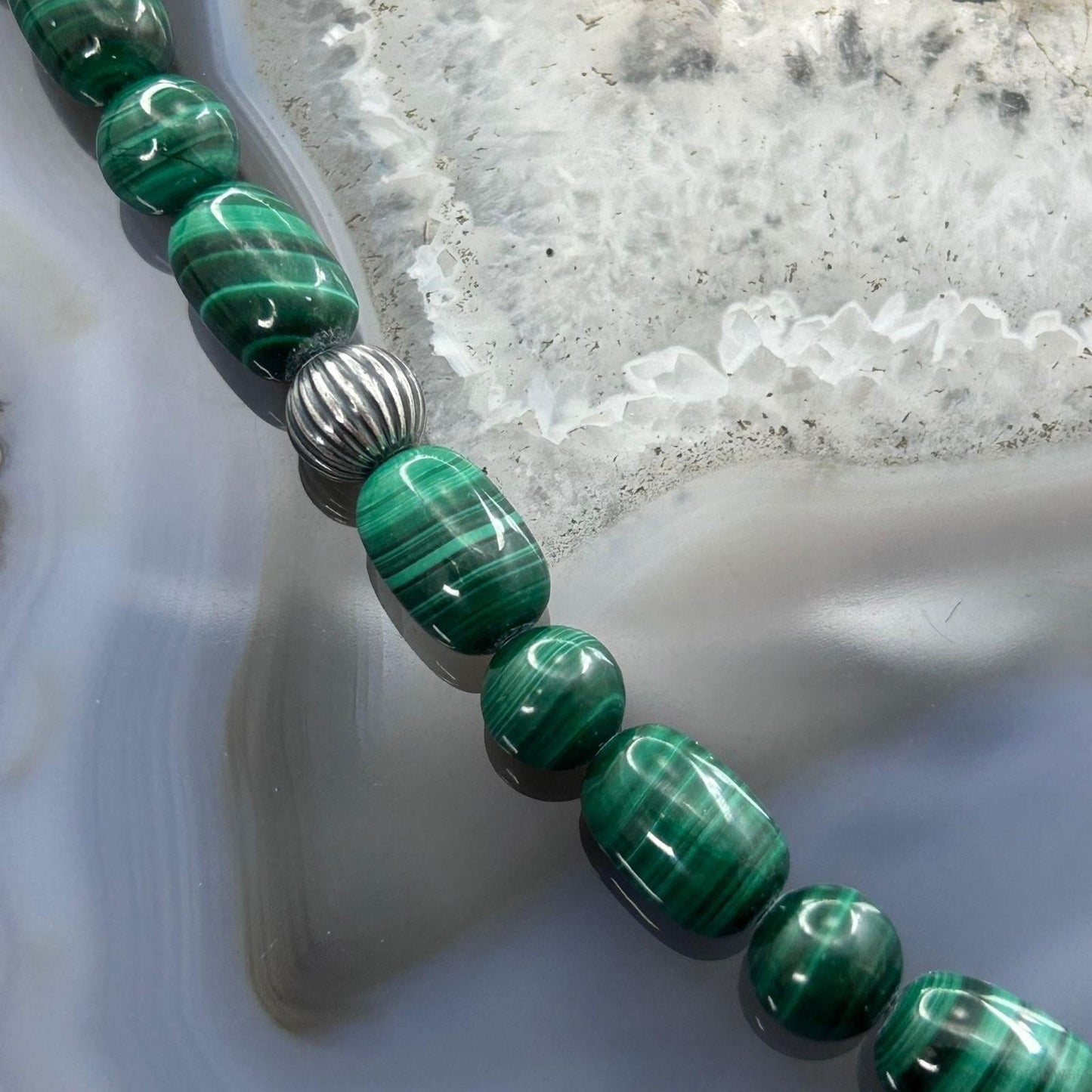 Carolyn Pollack Vintage 7mm-10mm Malachite Beads 35"-39" Necklace For Women