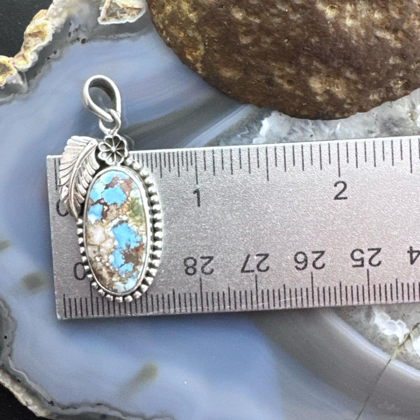 Sterling Silver Southwestern Style Oval Golden Hill Turquoise Pendant For Women