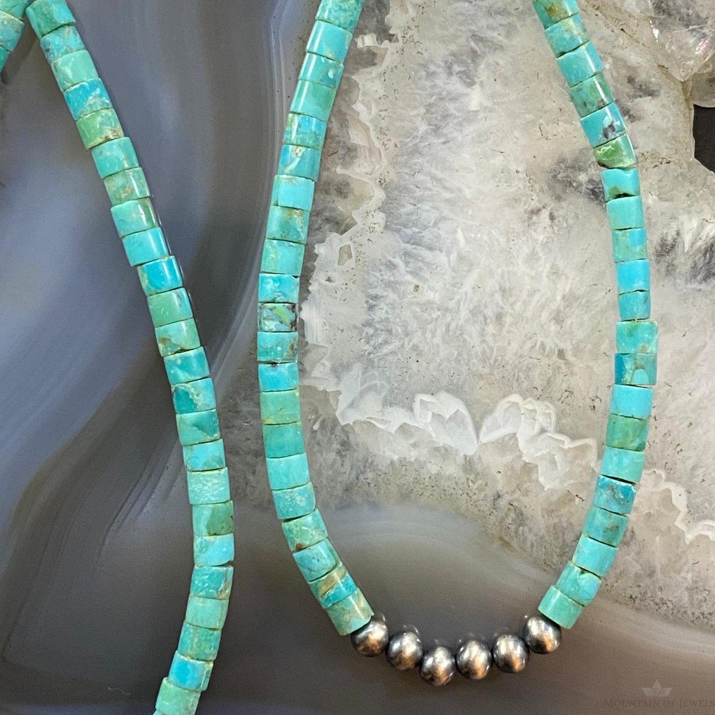Navajo Pearl Beads & Turquoise Beads 3 mm Sterling Dangle Earrings For Women