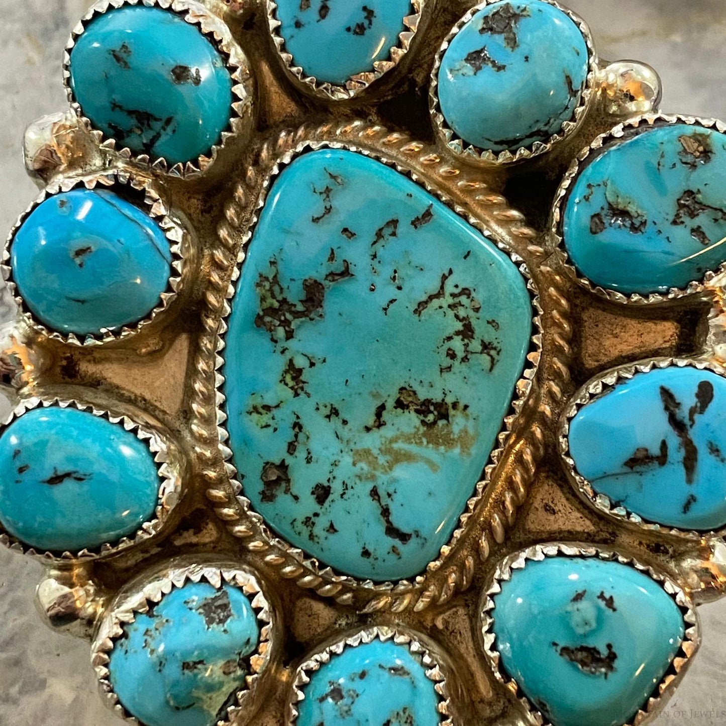 Silver Ray Sterling Silver Kingman Turquoise Cluster Flower Ring Sz 8 For Women