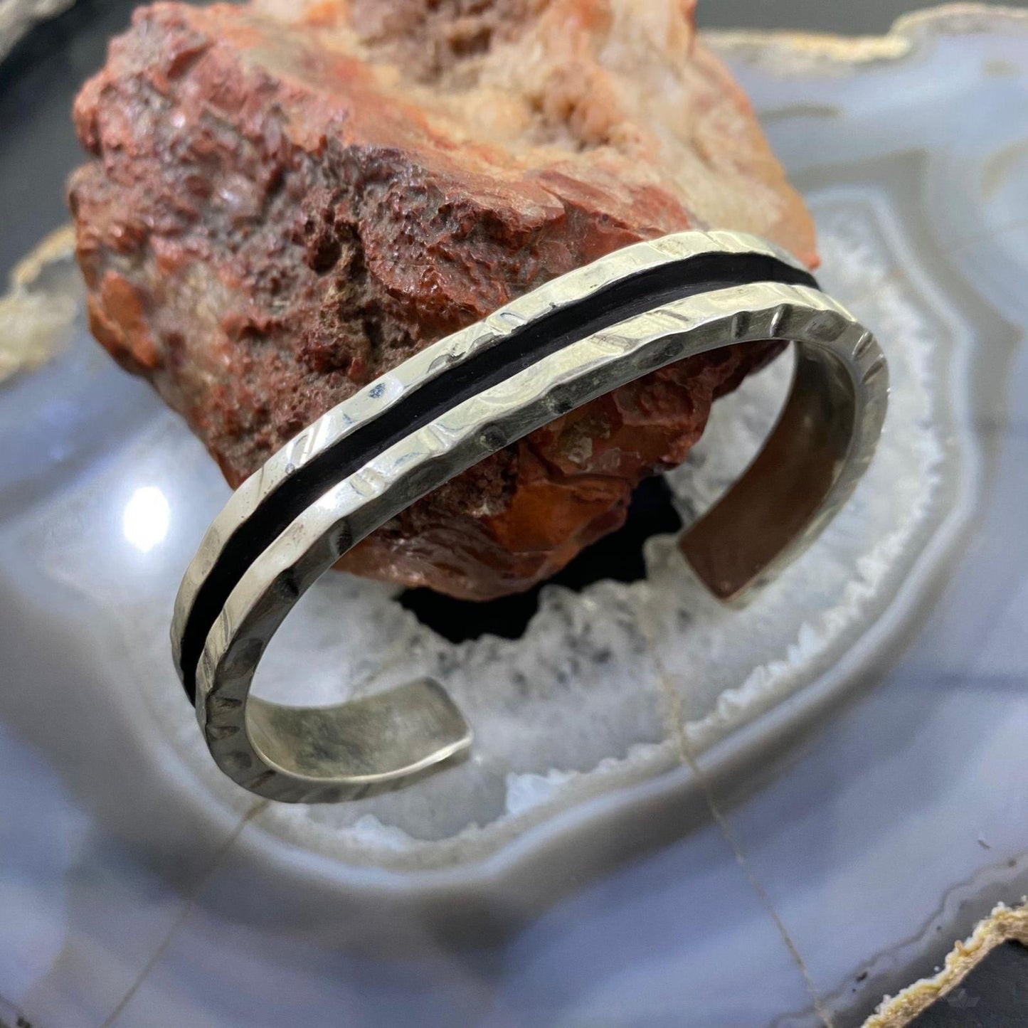 Christine Wolf Native American Style Sterling Silver Heavy Gauge & Solid Bracelet