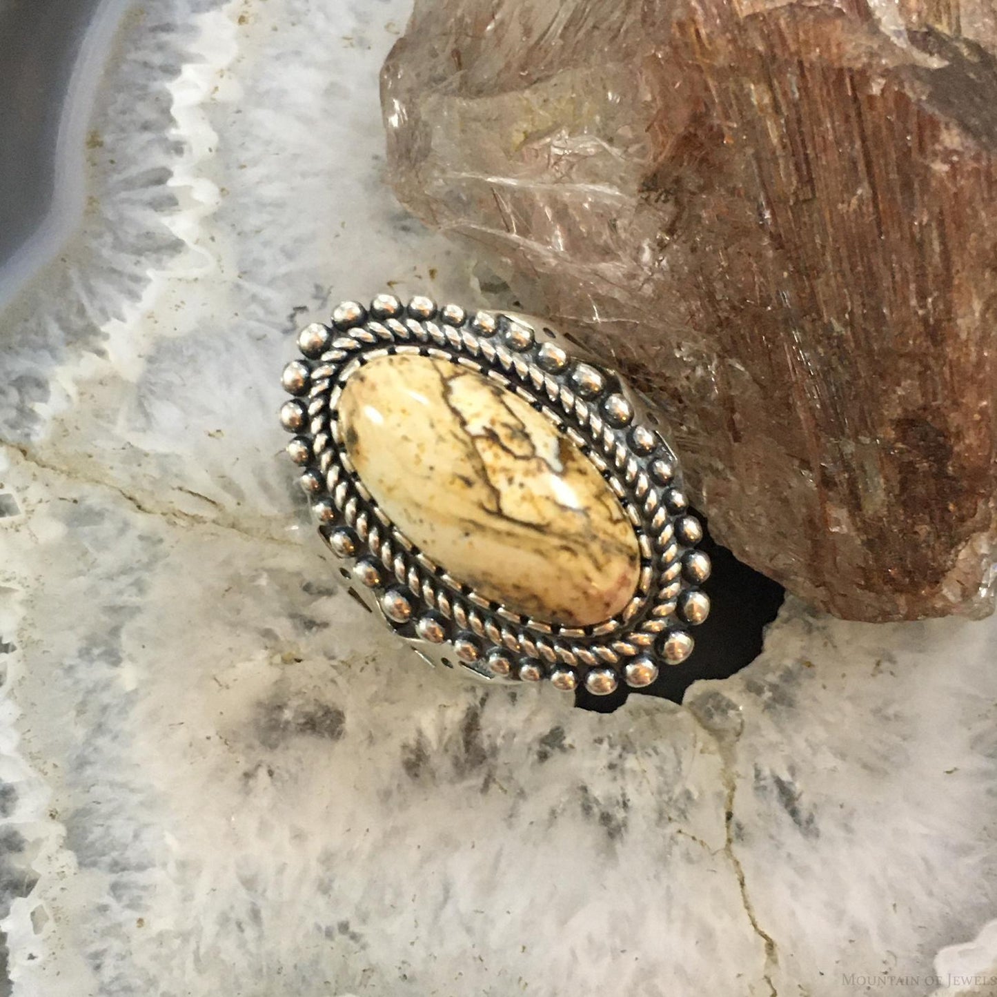 Carolyn Pollack Vintage Sterling Silver Oval Picture Jasper Decorated Ring For Women For Women