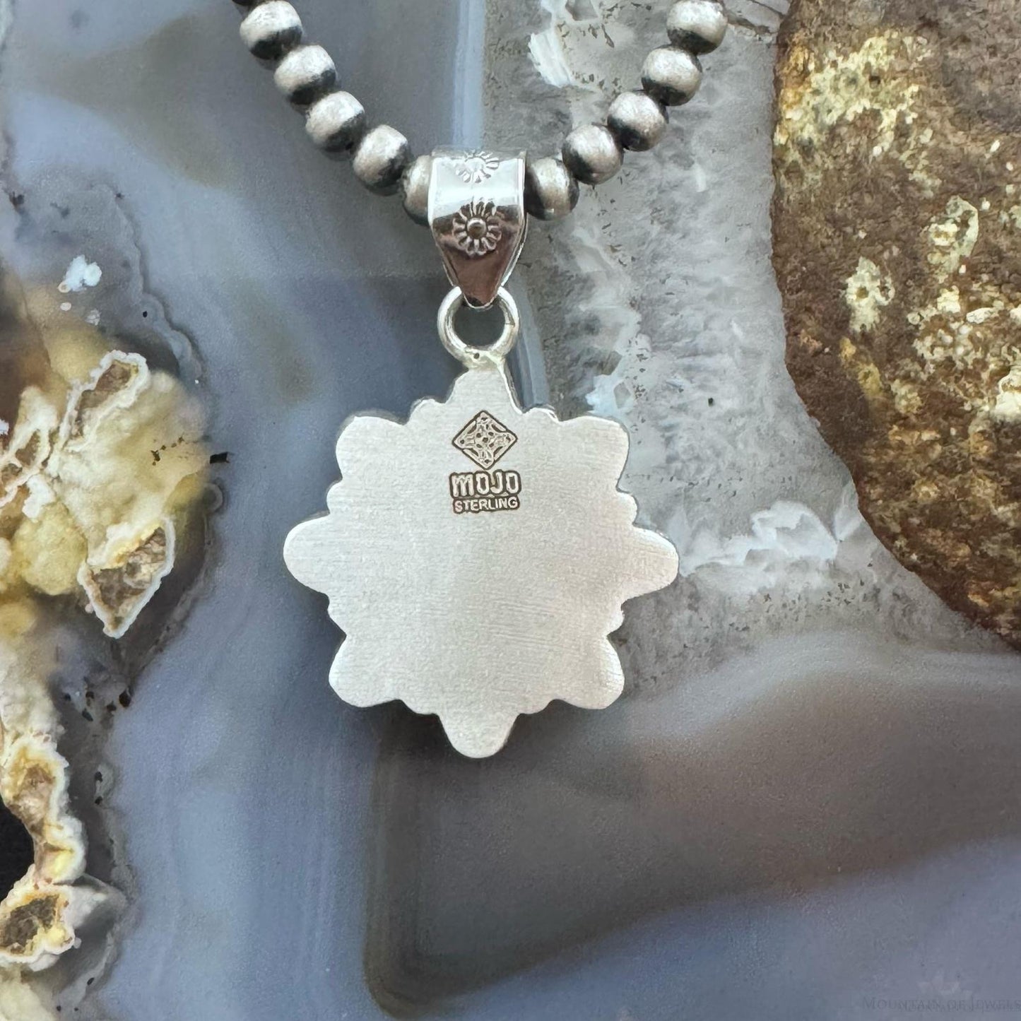 Sterling Silver Southwestern Style Turquoise Decorated Cluster Pendant For Women