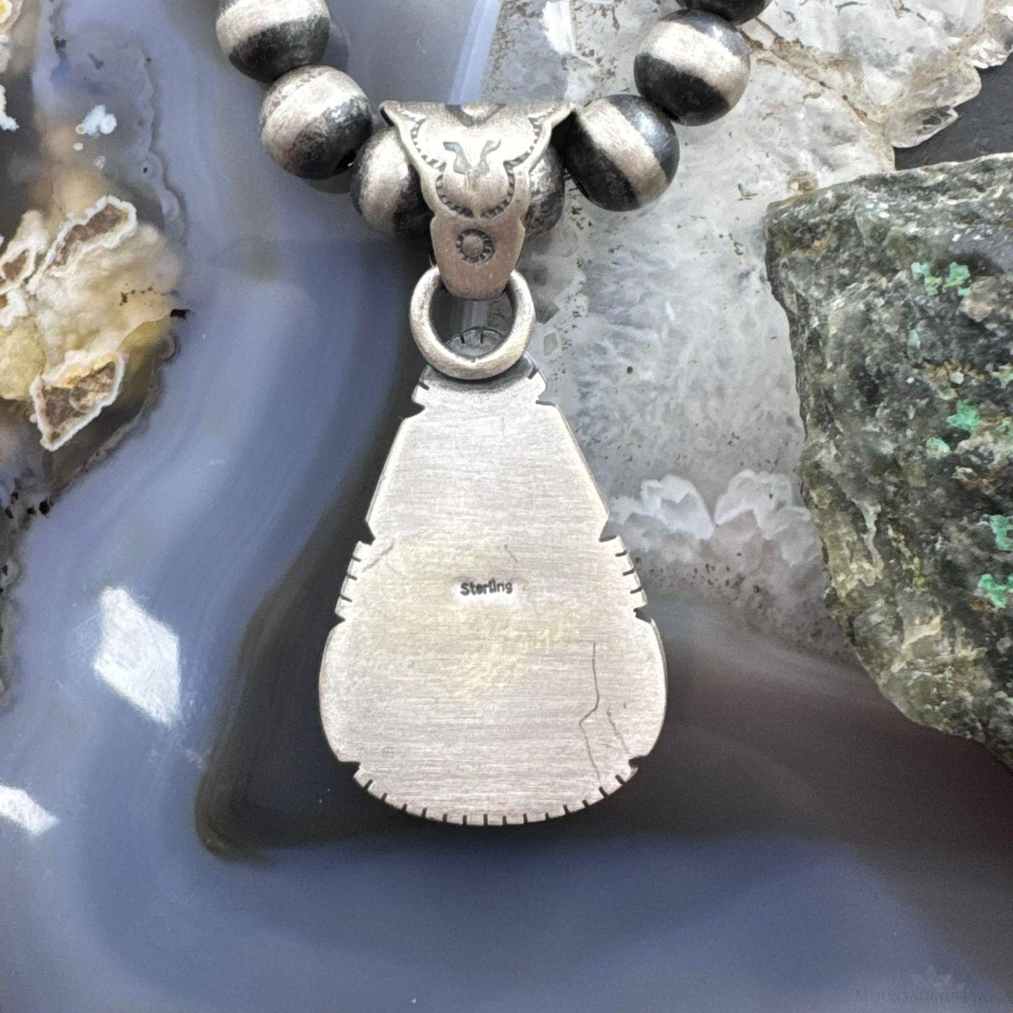 Native American Sterling Silver Triangle Charoite Decorated Pendant For Women