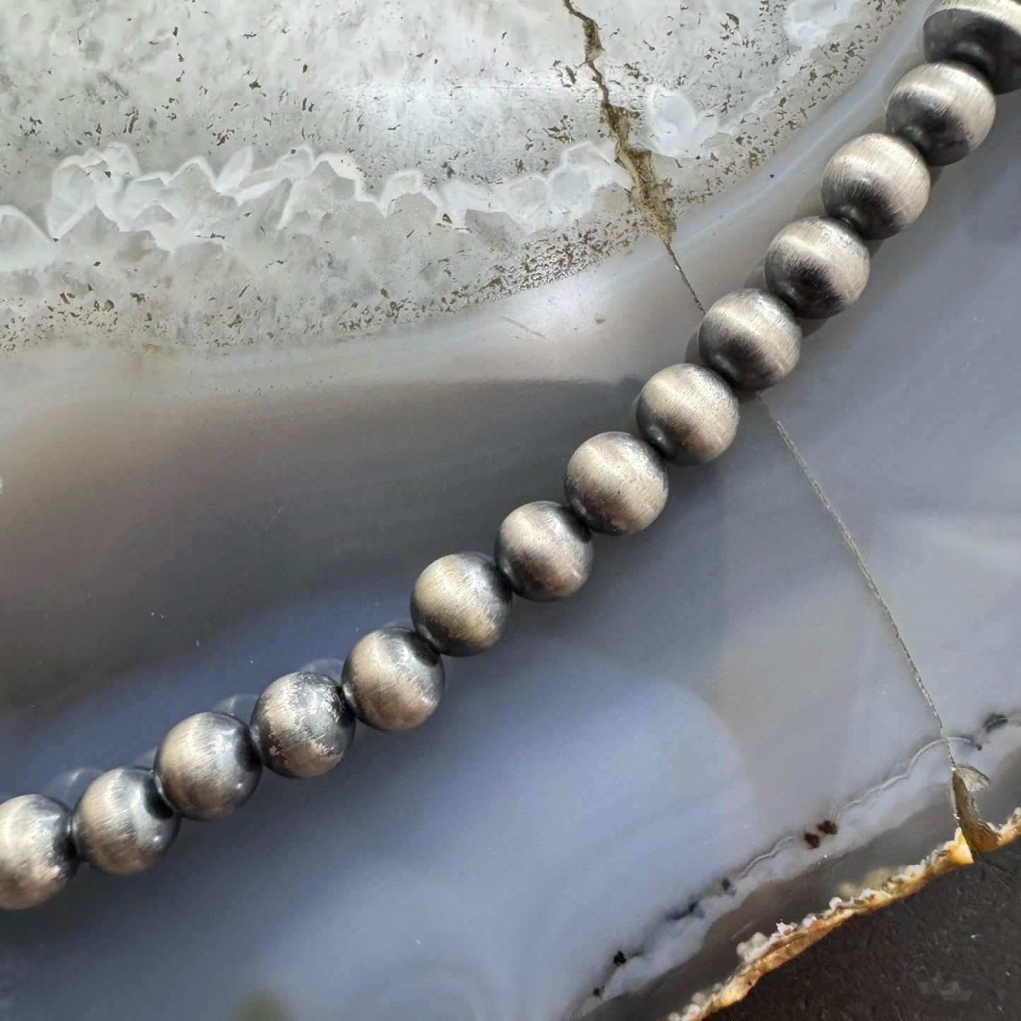 Sterling Silver Southwestern Style Navajo Pearl Beads 2-8 mm Necklace 18"-20" For Women