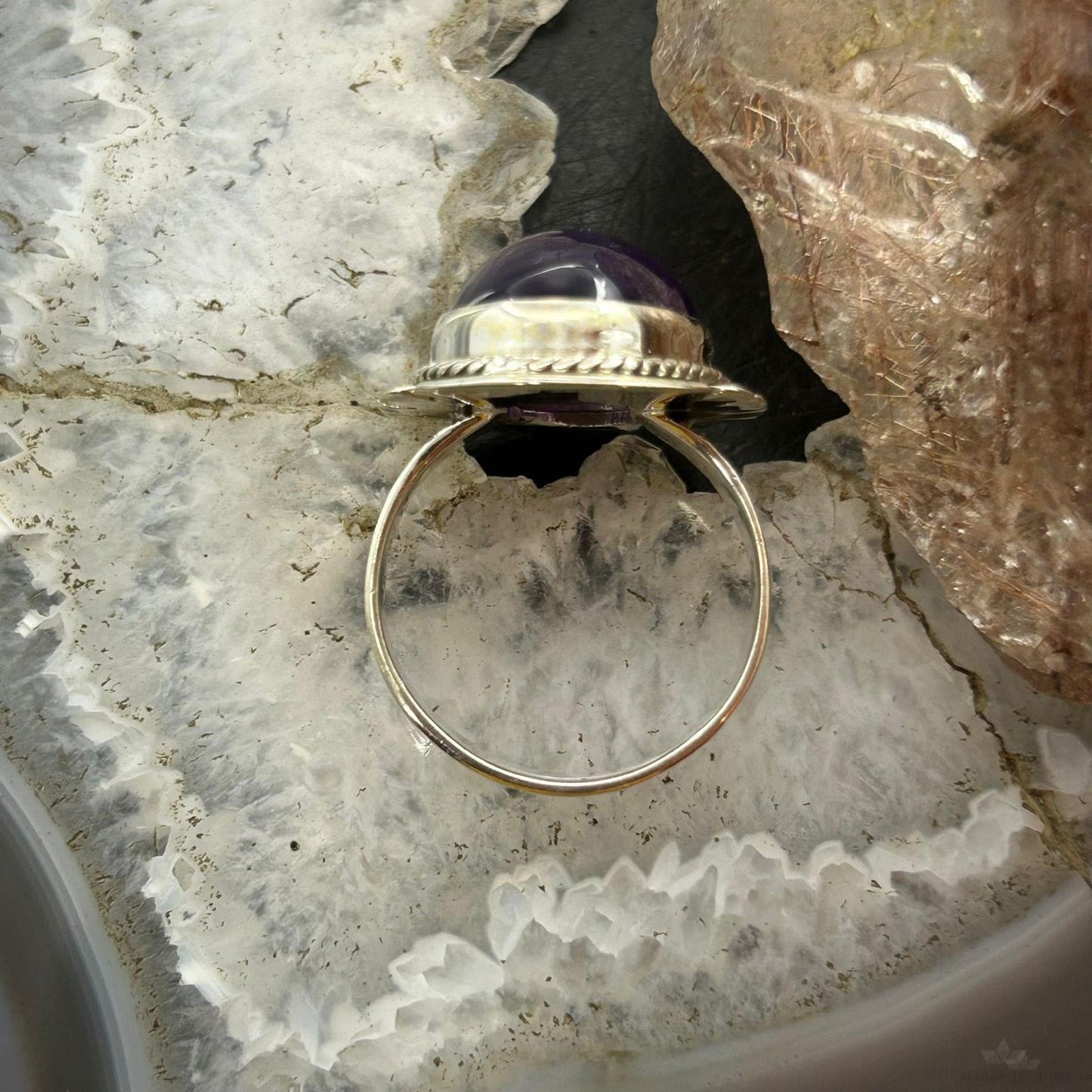 Sterling Silver Southwestern Style Oval Star Amethyst Ring Size 10 For Women