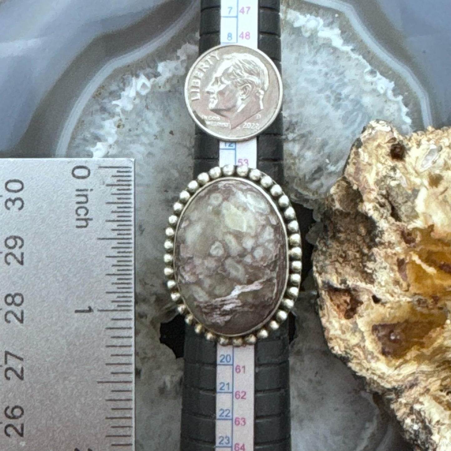 Sterling Silver Southwestern Style Large Oval Jasper Ring Size 7.75 For Women