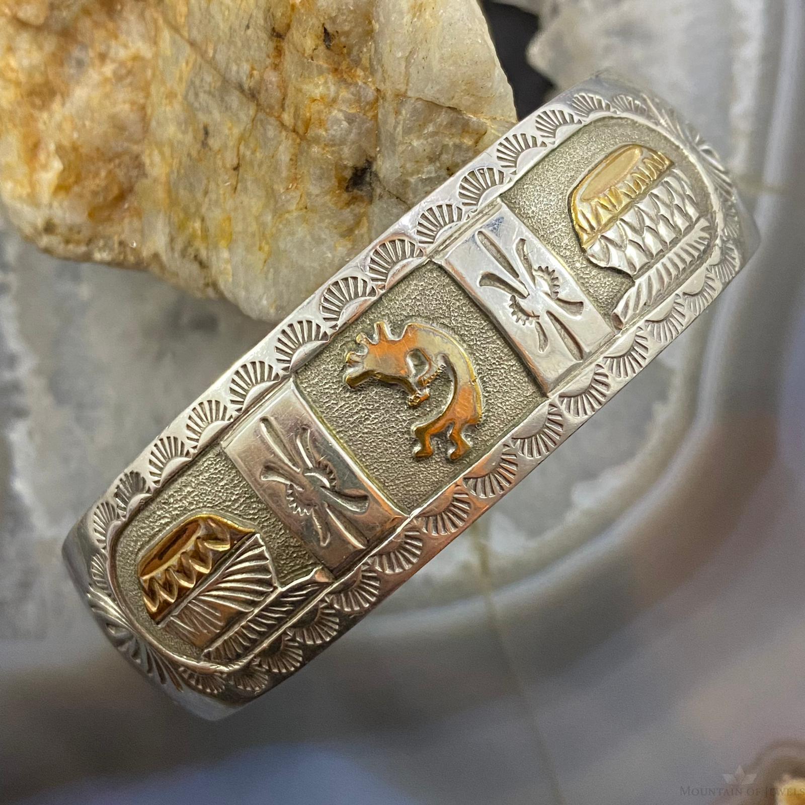 Mike Smith Sterling Silver GF Overlay Kokopelli Pottery Bracelet