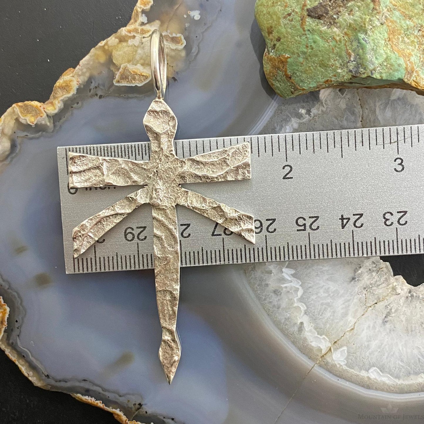 Ira Custer Native American Sterling Silver Tufa Cast Dragonfly Unisex Pendant