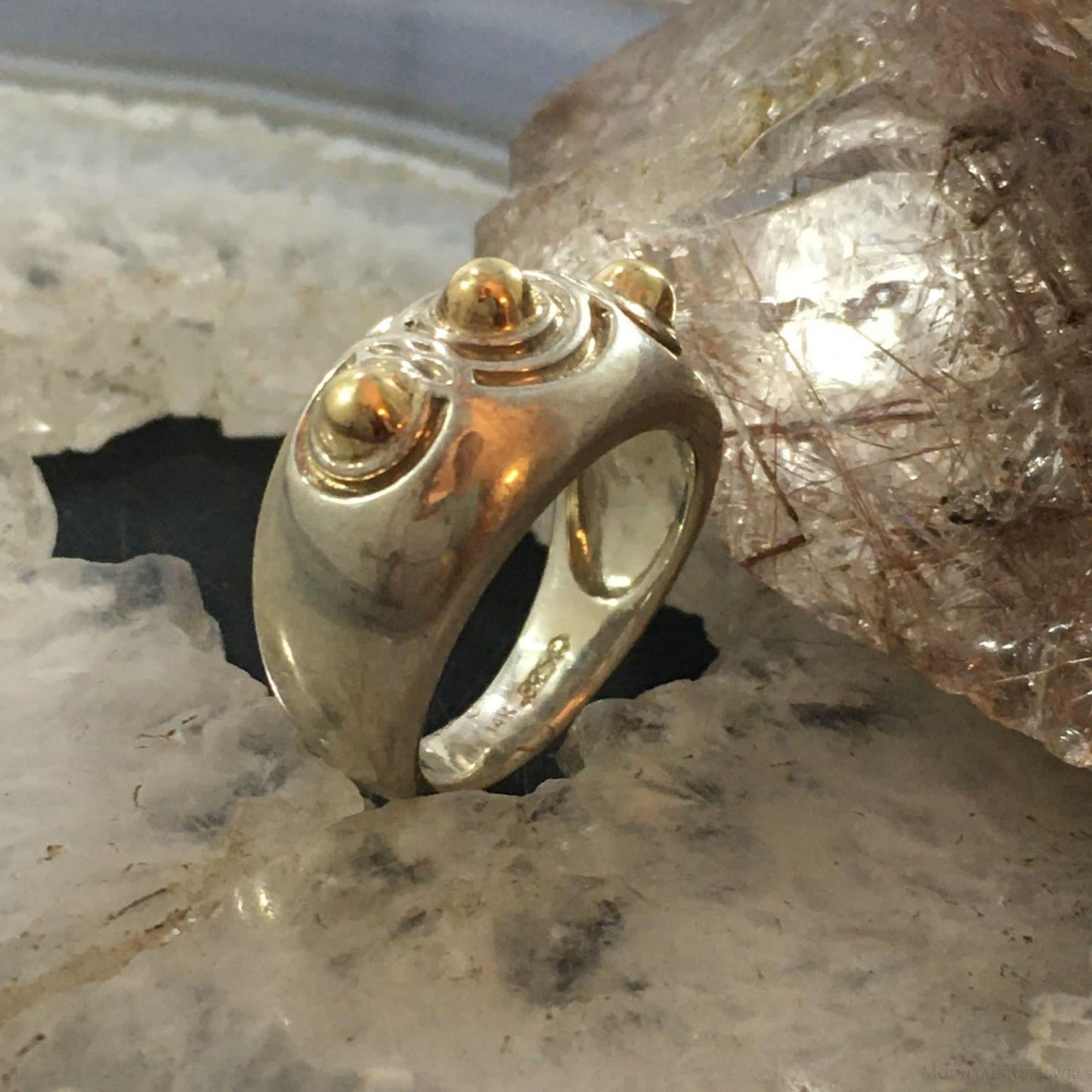 Carolyn Pollack Southwestern Style Sterling Silver & 14K Gold Decorated Ring For Women