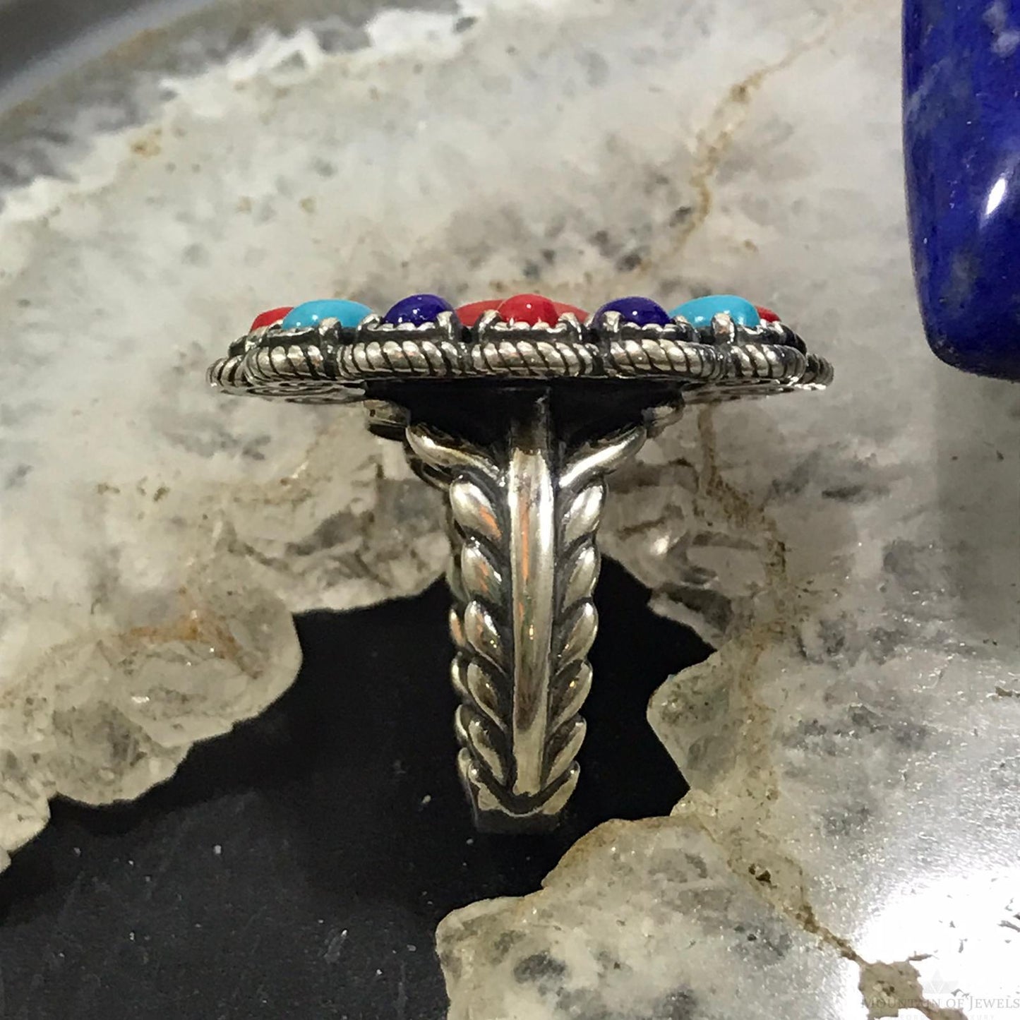 Carolyn Pollack Sterling Silver Multi Gemstone Cluster Ring Size 5 For Women