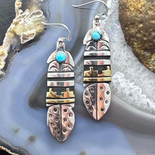Tommy & Rosita Singer Sterling Silver & Gold Filled Turquoise Dangle Earrings For Women