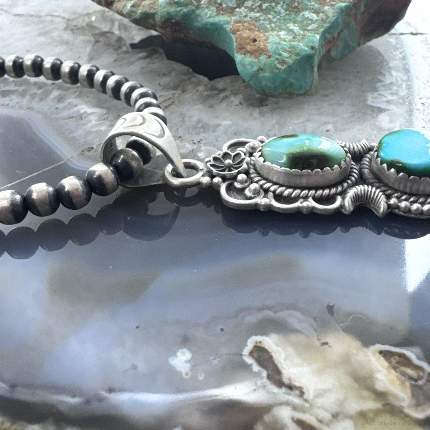 Sterling Silver Southwestern Style 3 Sonora Gold Turquoise Pendant For Women