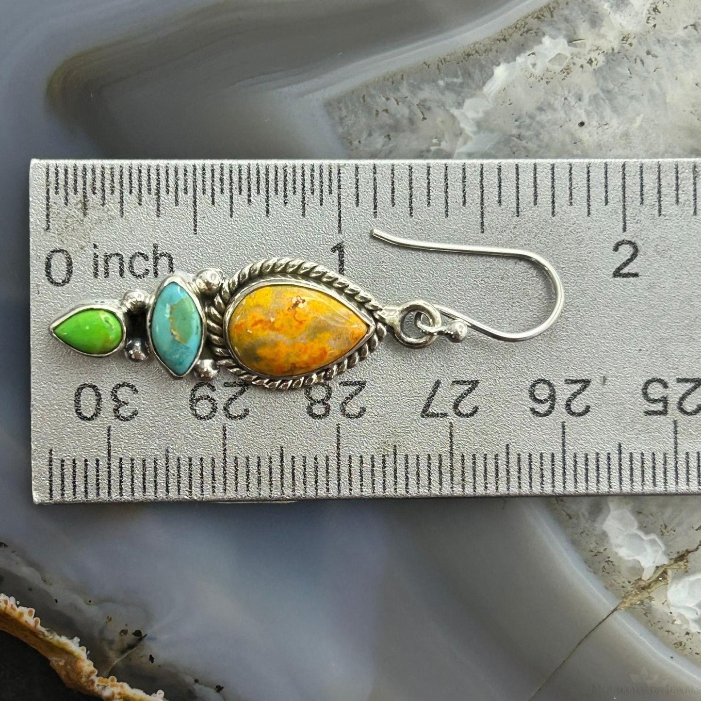 Sterling Silver Southwestern Style Multistone Dangle Earrings For Women #2