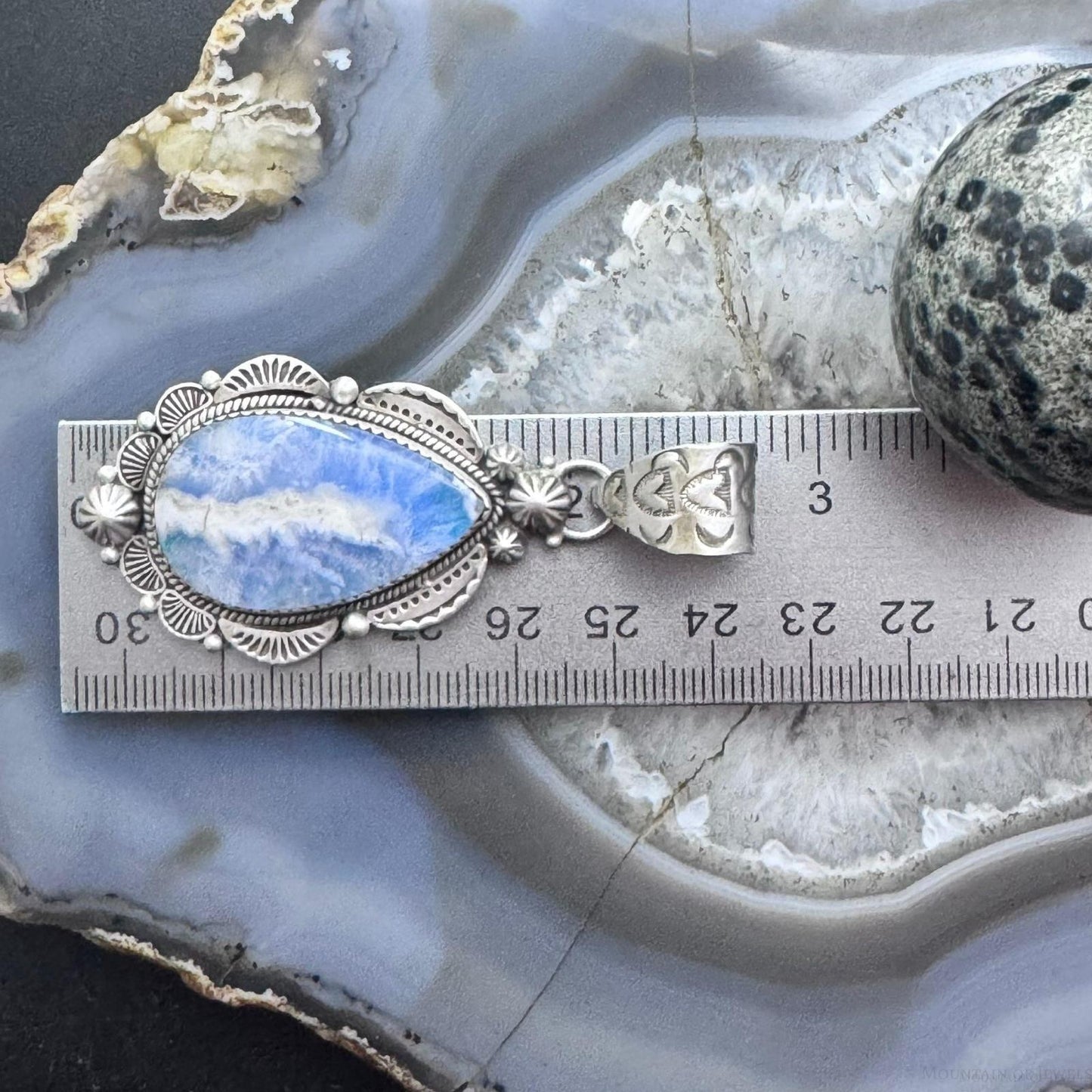 Sterling Silver Southwestern Style Teardrop Plume Doublet Agate Decorated Pendant For Women