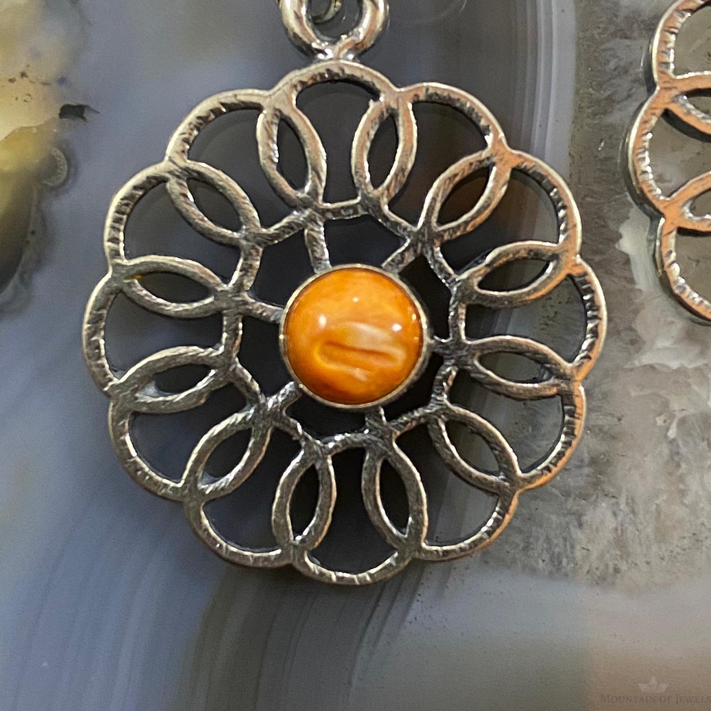 Sterling Silver Round Spiny Oyster Flower Fashion Dangle Earrings For Women
