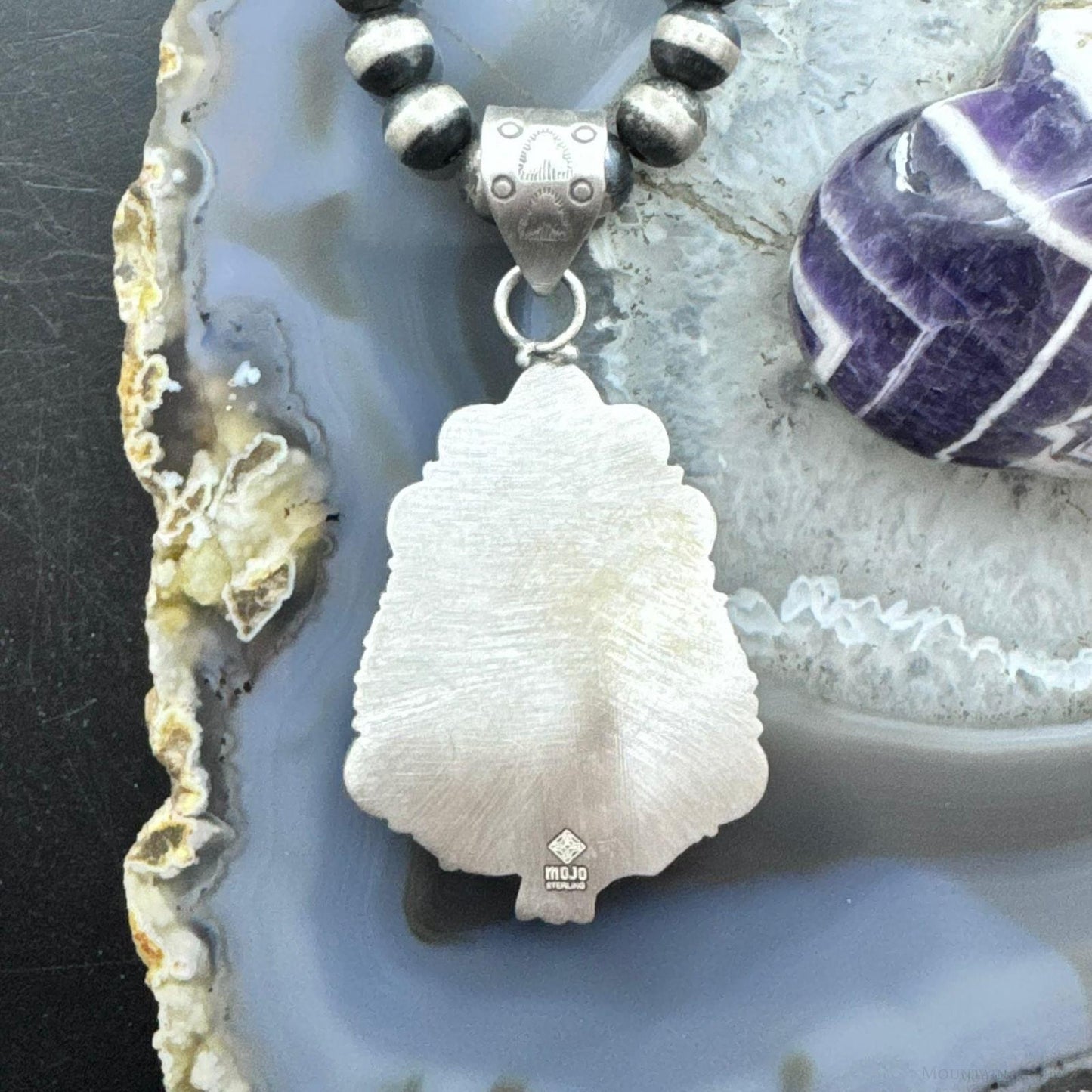Sterling Silver Southwestern Style Elongated Teardrop Purple Charoite Pendant For Women