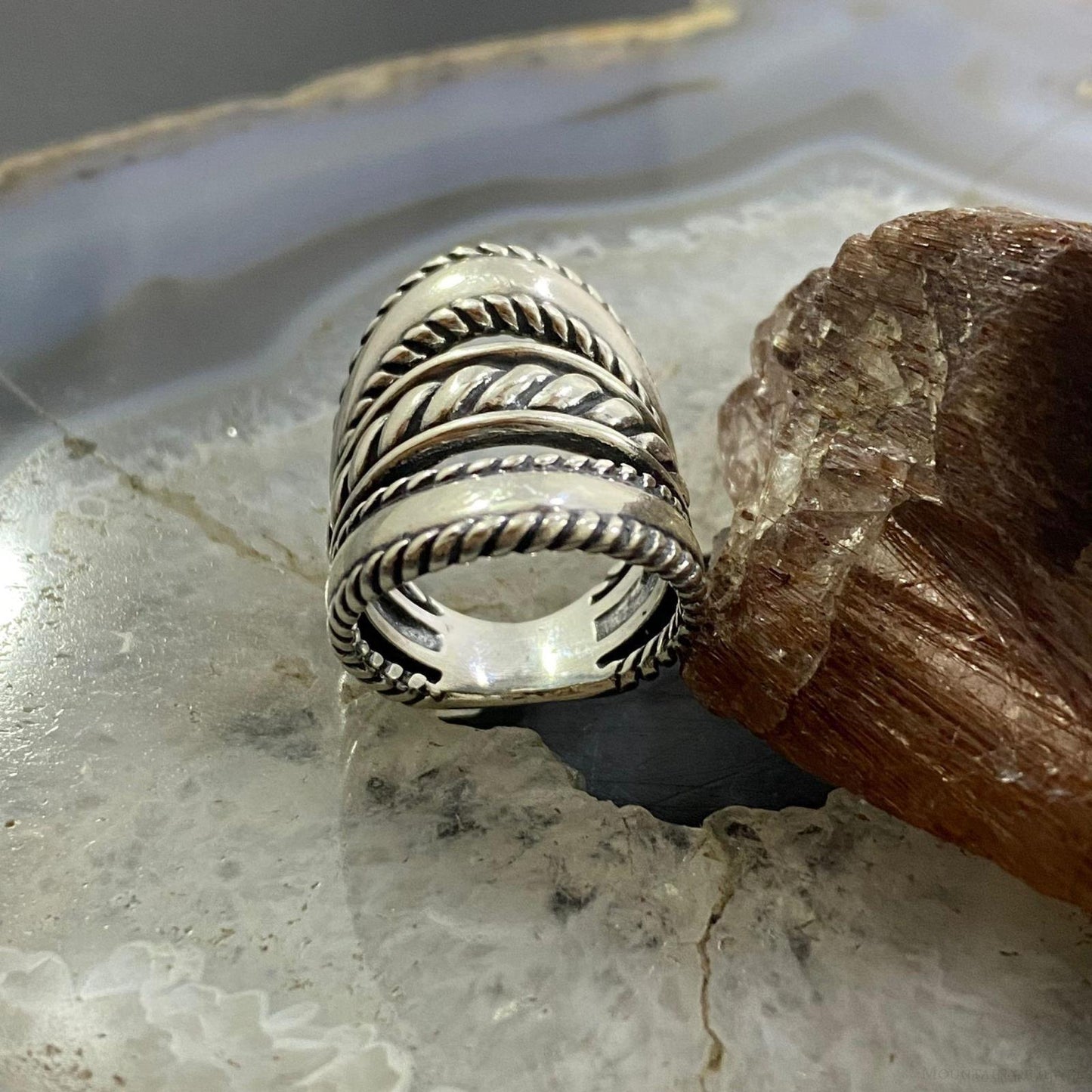 Carolyn Pollack Vintage Sterling Silver Decorated Ropes & Bands Ring For Women