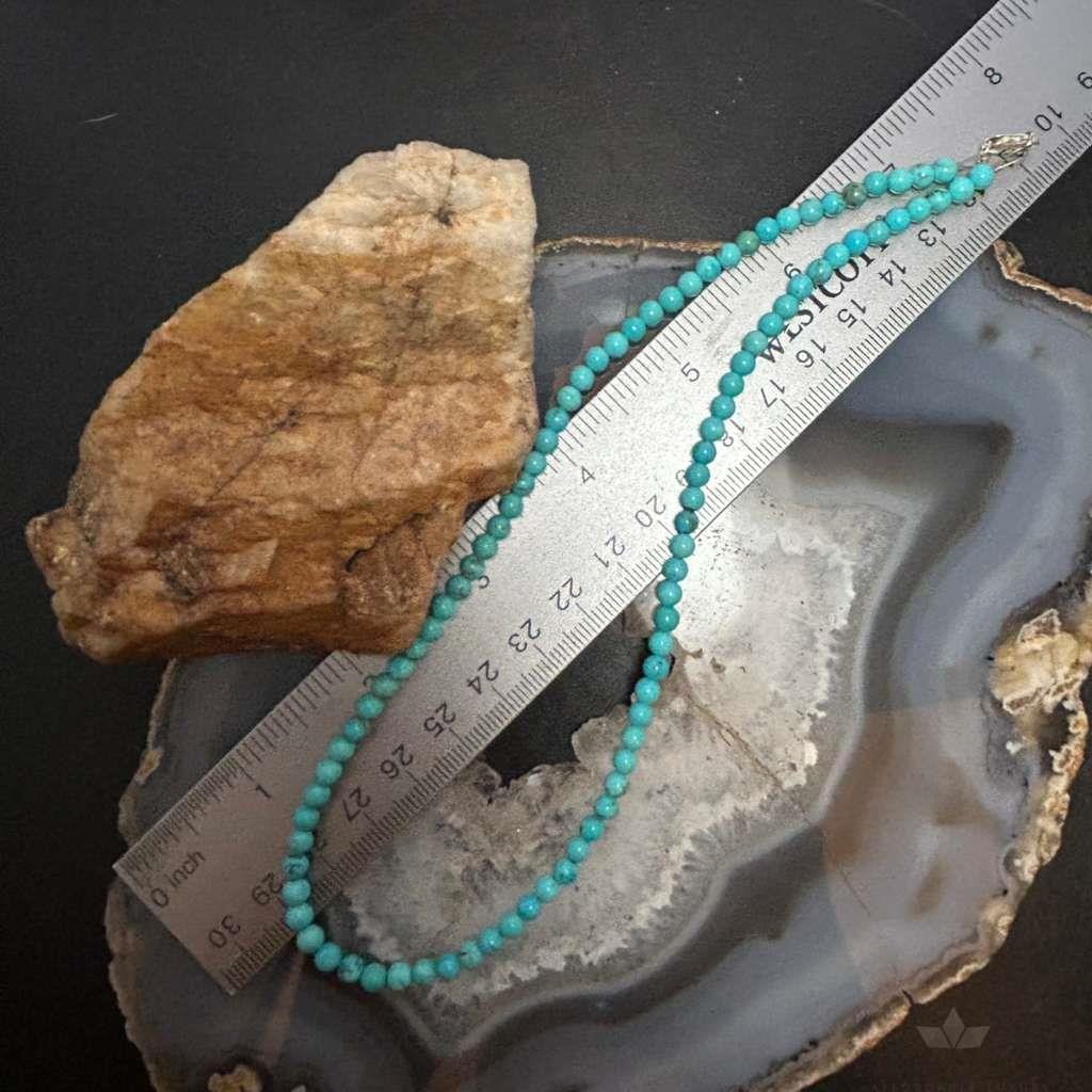 Sterling Silver 4mm Turquoise Rounded Beads 16" Necklace For Women