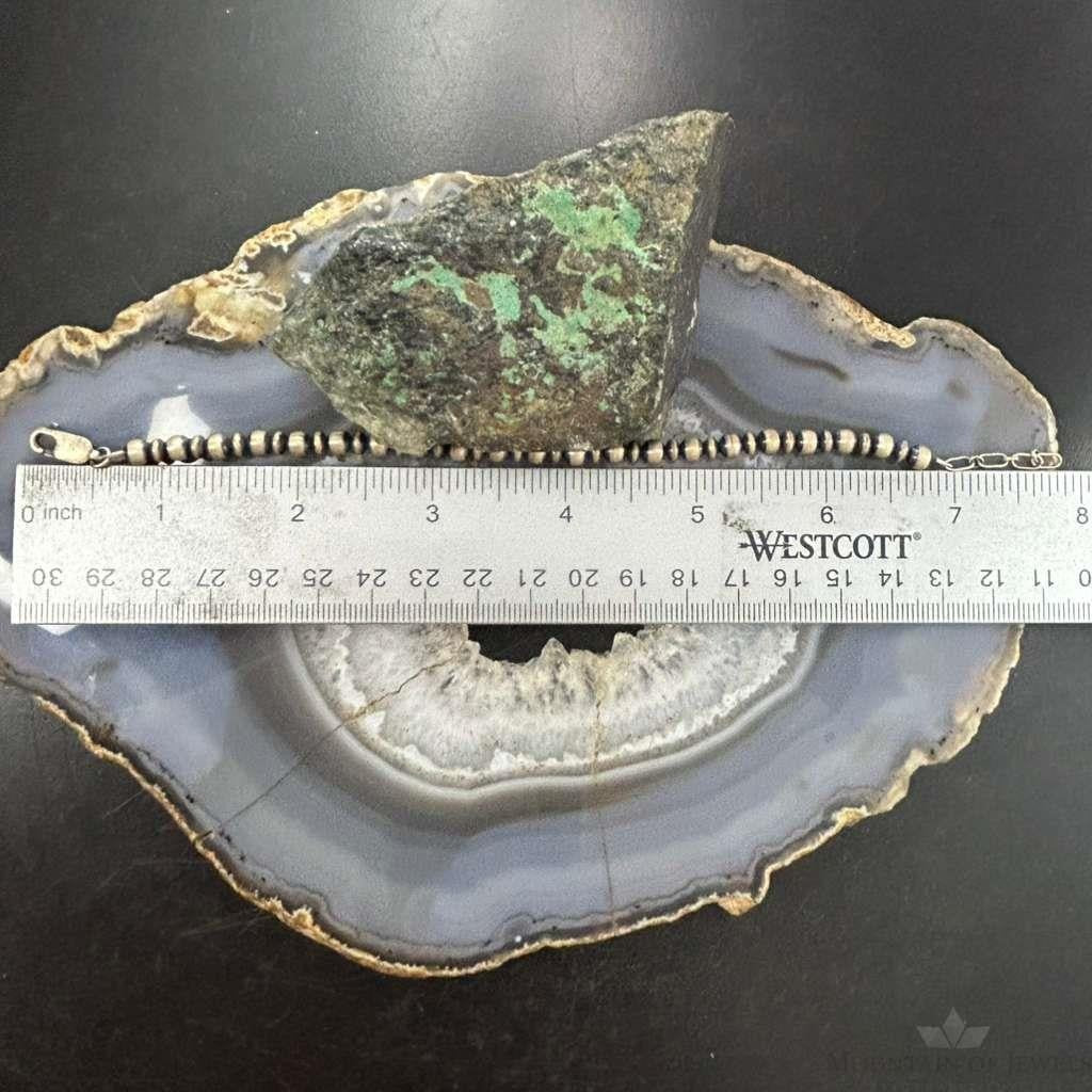 Native American Sterling Silver 5mm Navajo Pearl Beads 7"-8" Bracelet For Women