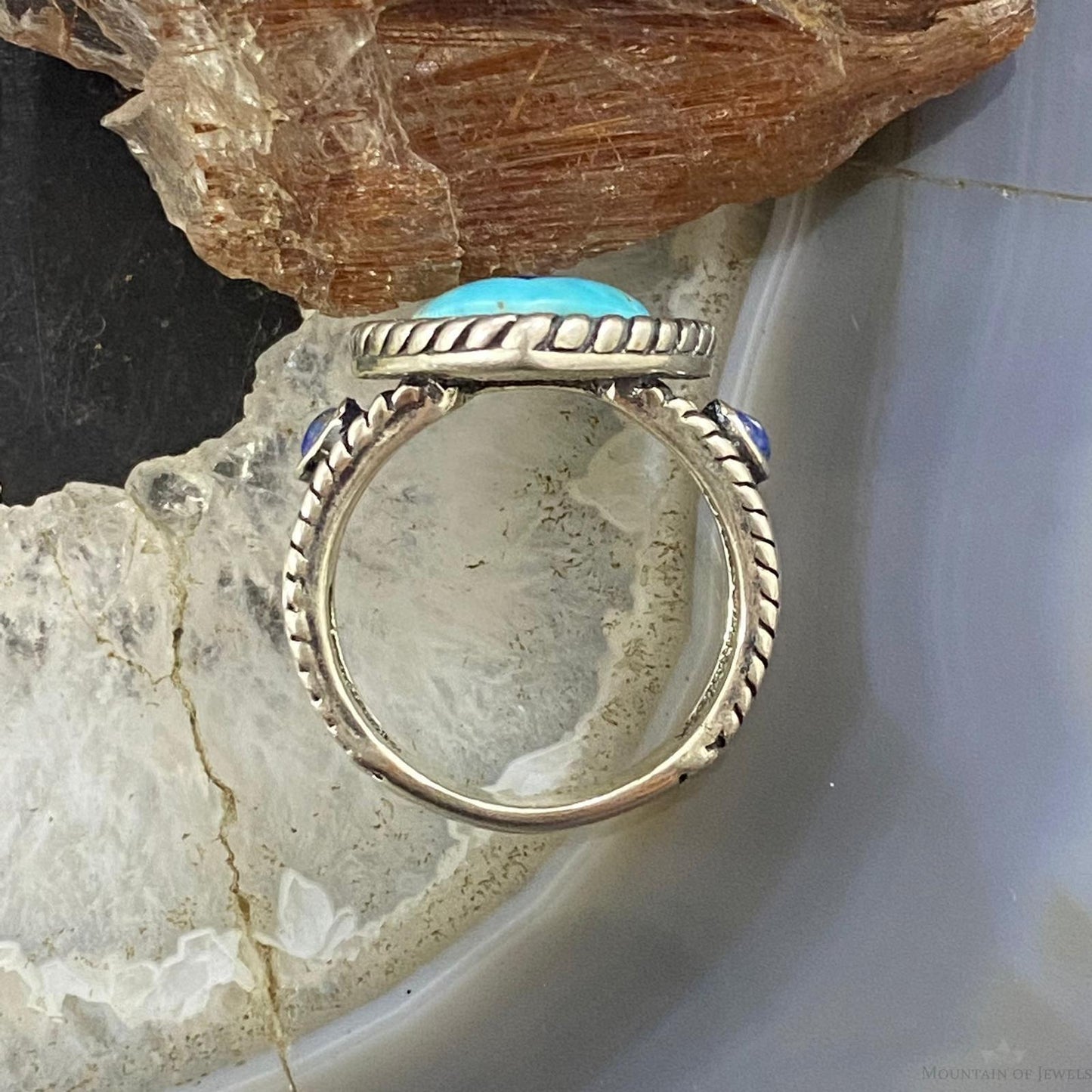 Carolyn Pollack Sterling Silver Turquoise Heart w/Inlay Decorated Ring Size 6, 8