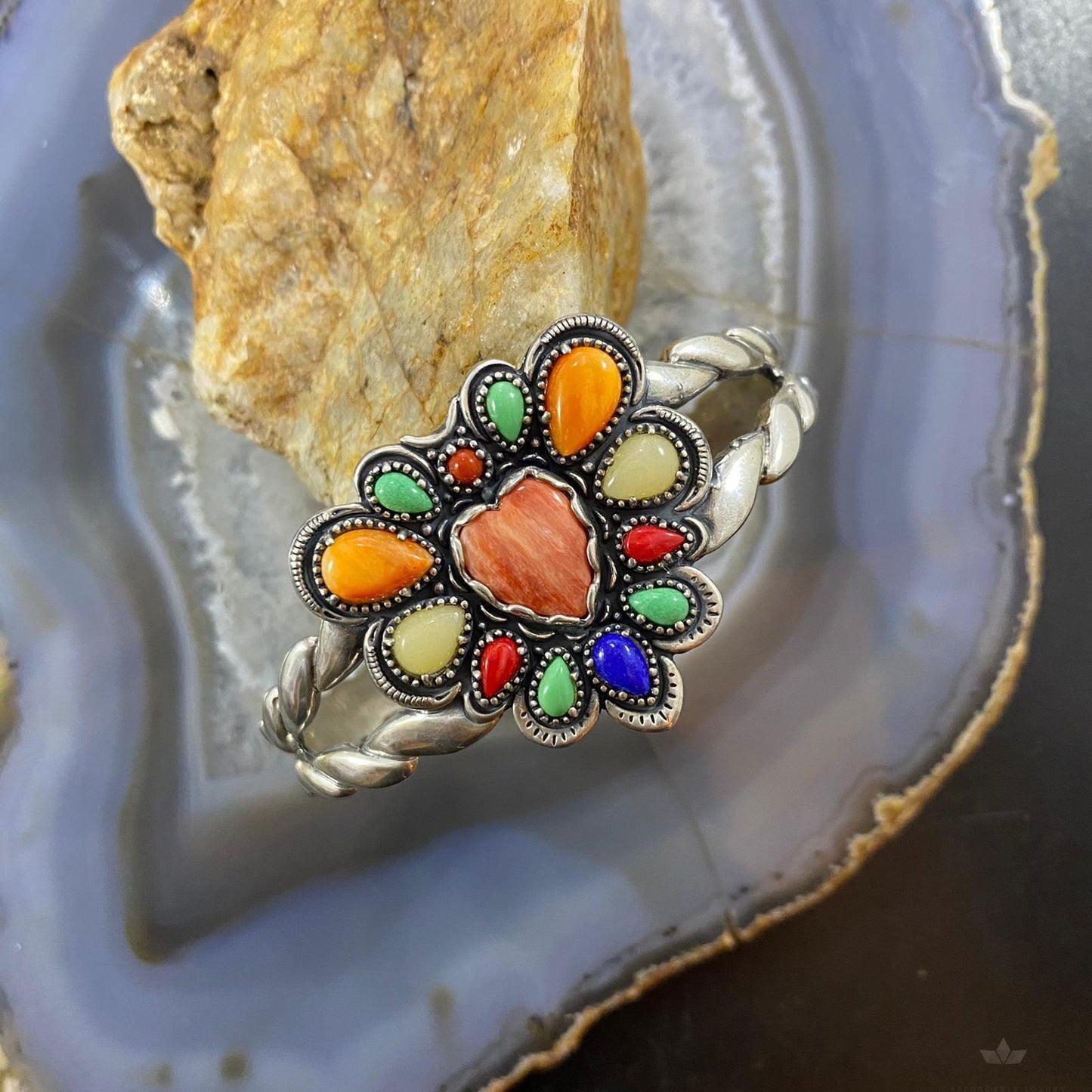 Carolyn Pollack Vintage Southwestern Style Sterling Silver Multistone Heart Bracelet For Women