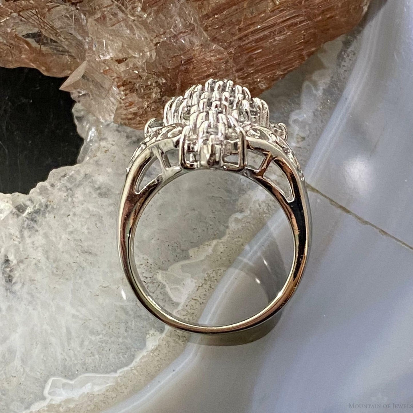 Vintage 10K White Gold Cluster Diamonds Ring Size 5.25 For Women