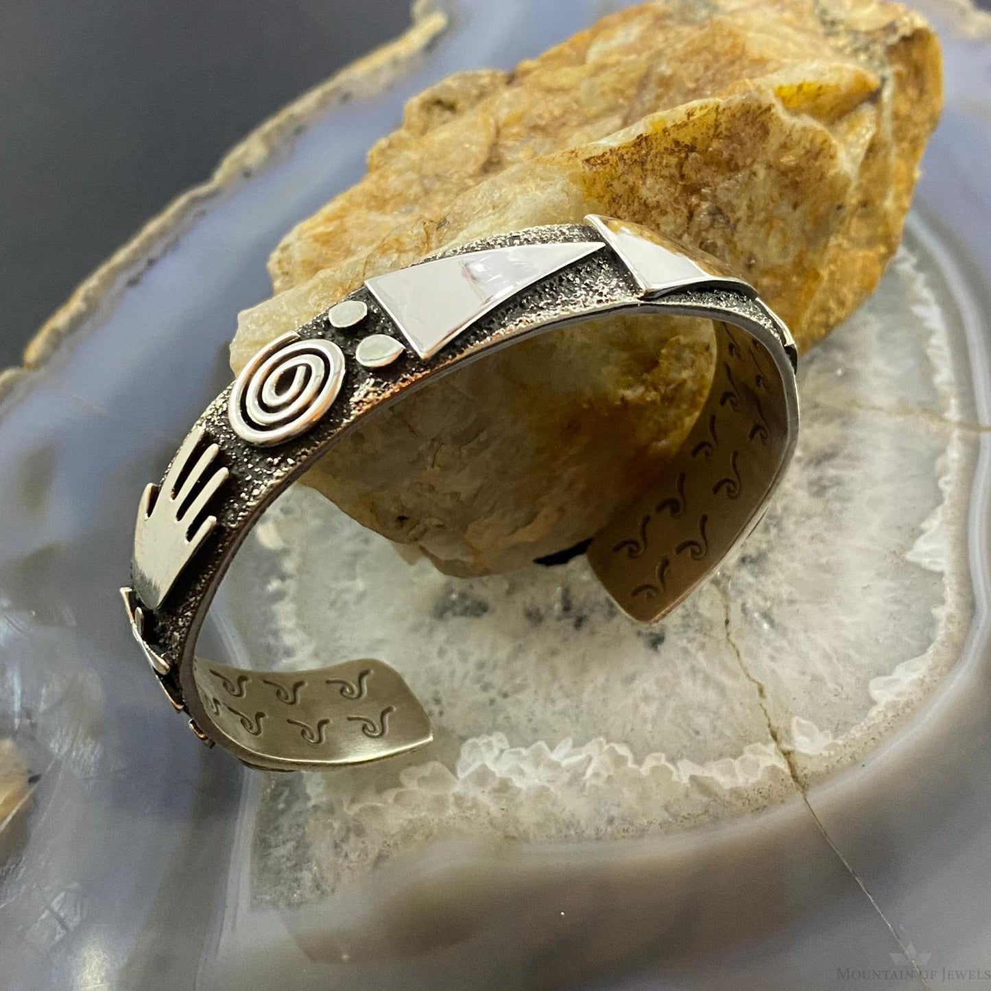 Alex Sanchez Native American Sterling Silver Petroglyph Bracelet For Women #4