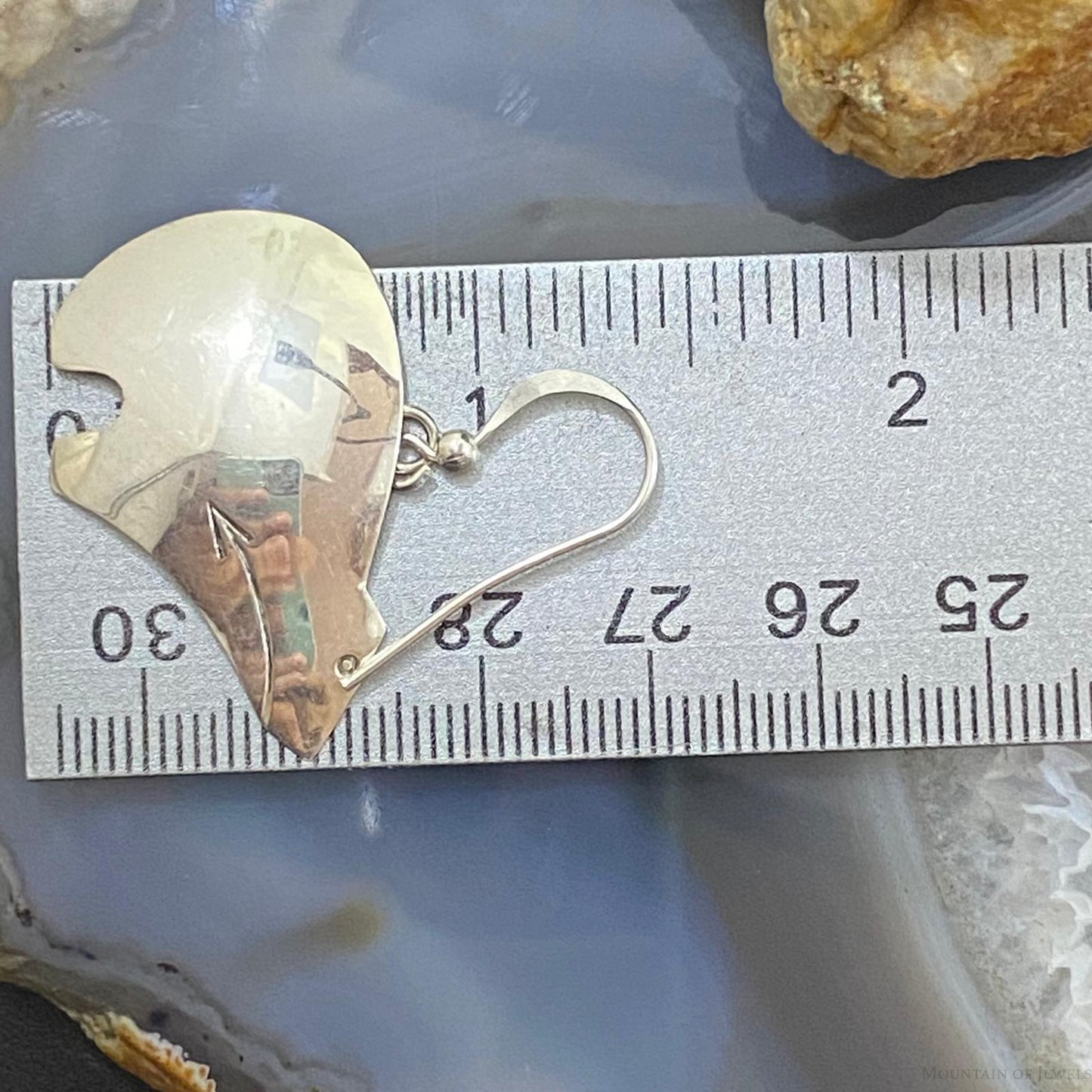 Native American Sterling Silver Fetish Bear Dangle Earrings For Women