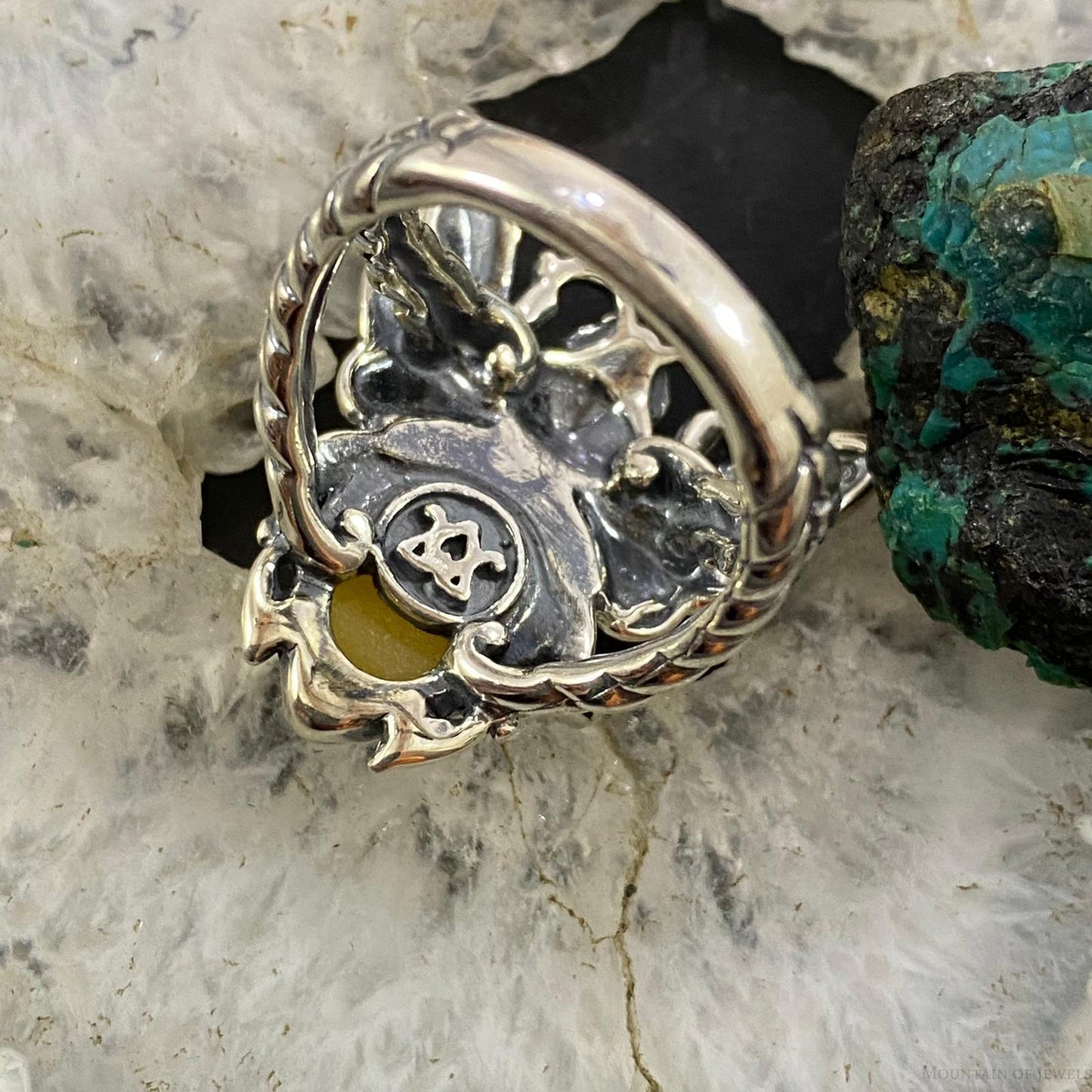 Carolyn Pollack Southwestern Style Sterling Silver Yellow Jasper Bee Ring For Women, Variety of Sizes