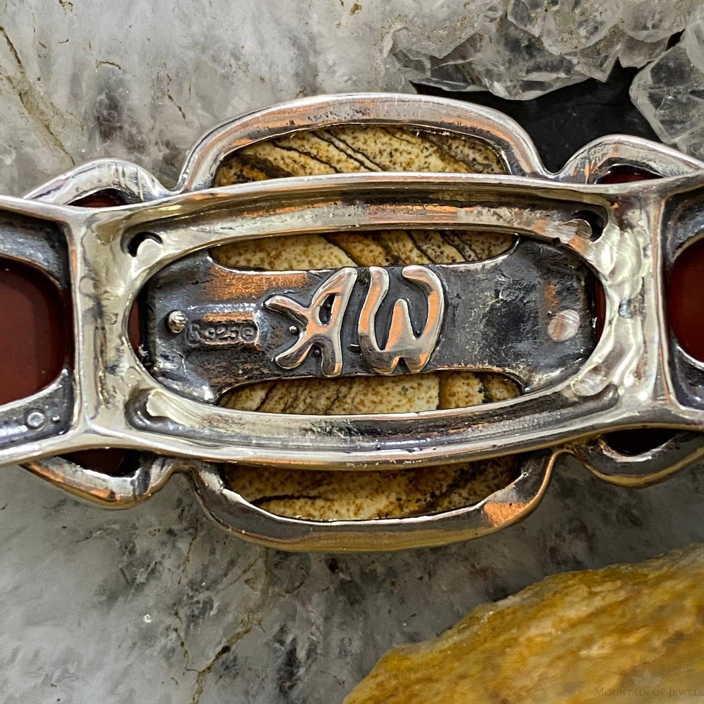 Carolyn Pollack Southwestern Style Sterling Silver Picture Jasper & Red Jasper Bracelet For Women