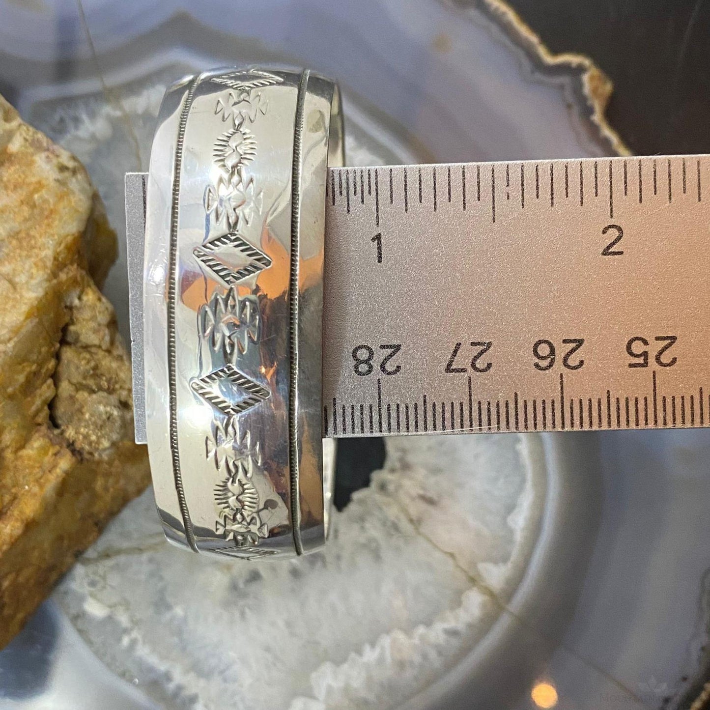 Vintage Native American Sterling Southwestern Motif Stamped Bracelet For Women