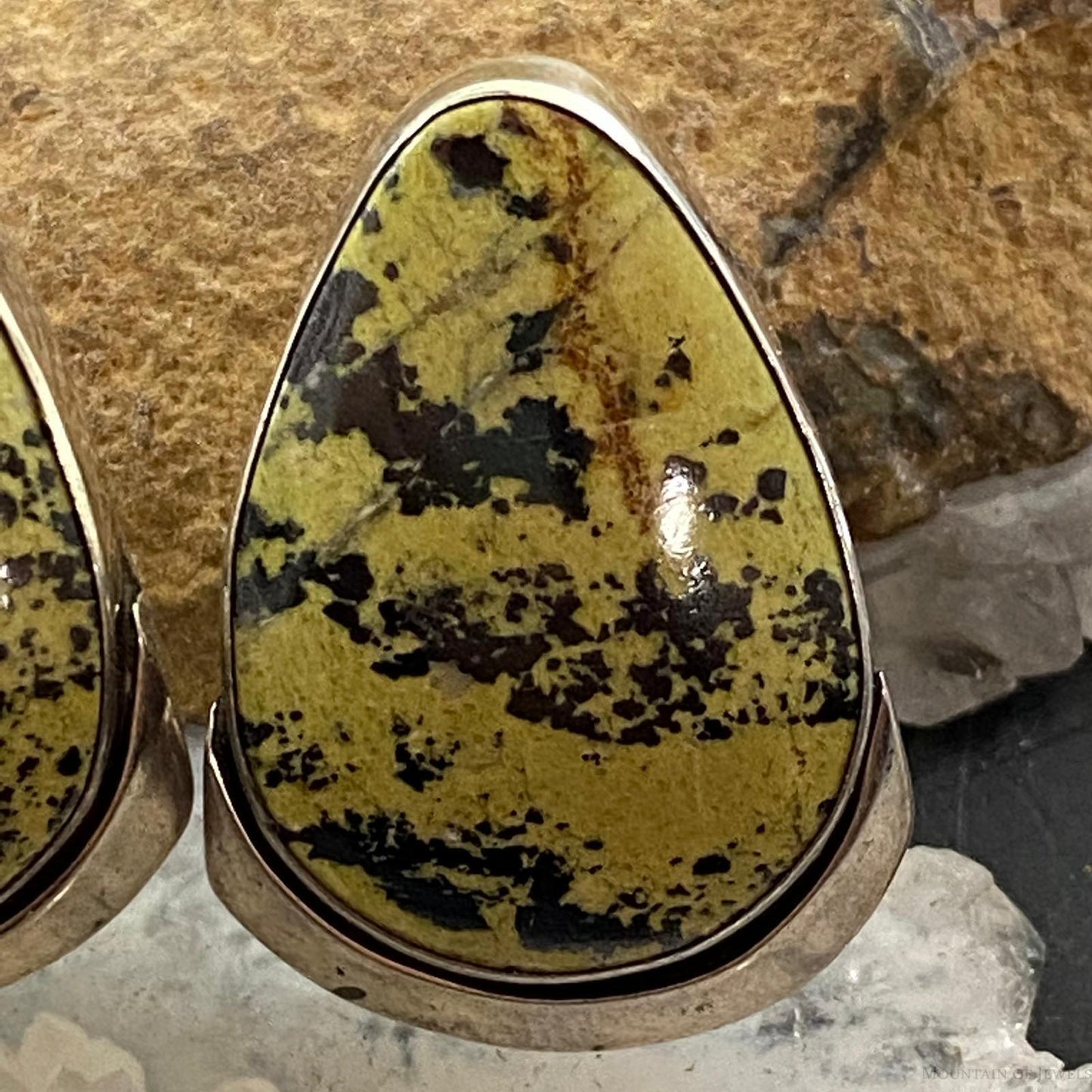 Vintage Native American Sterling Large Teardrop Agate Stud Earrings For Women