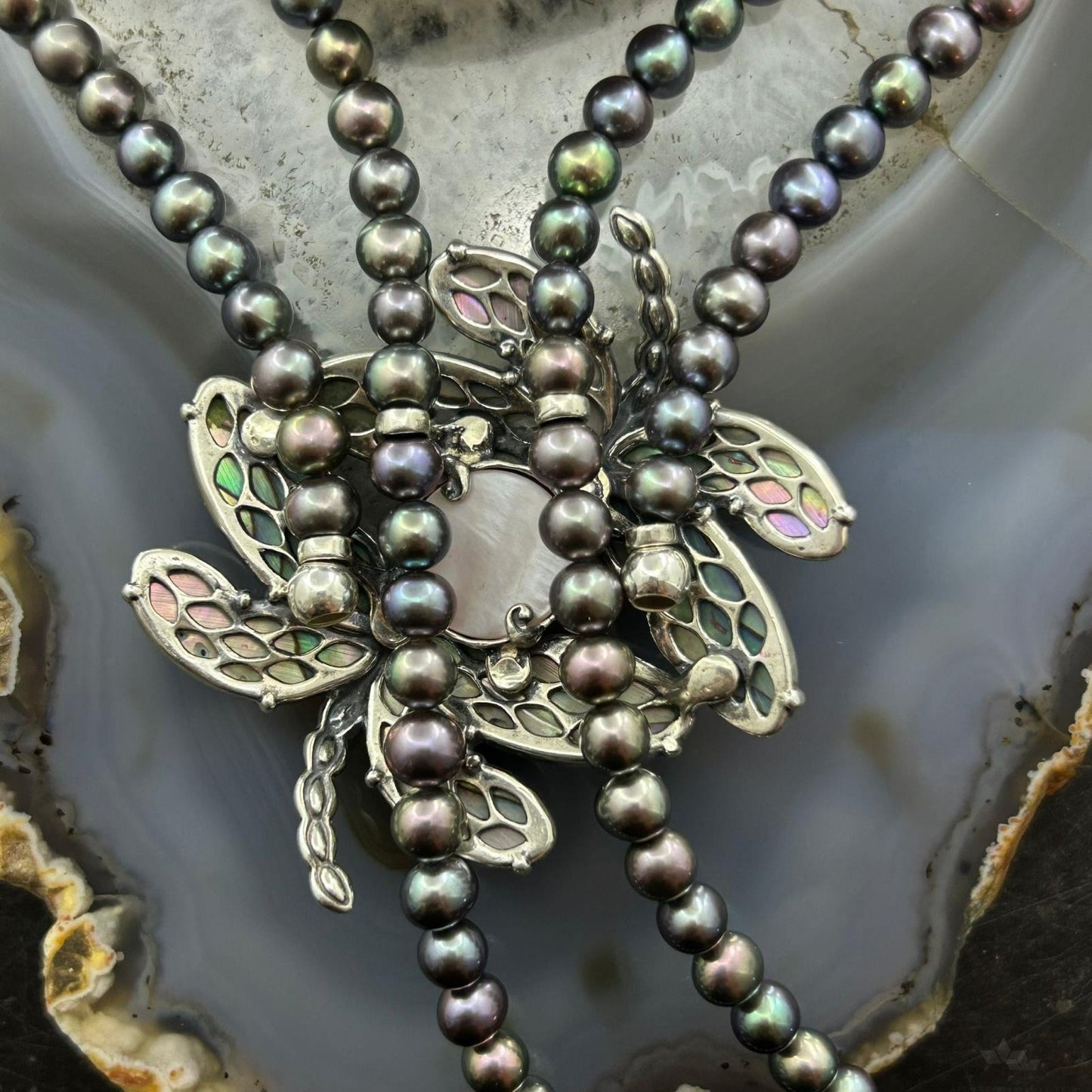 Carolyn Pollack Southwestern Style Sterling Silver Abalone Dragonflies Necklace For Women