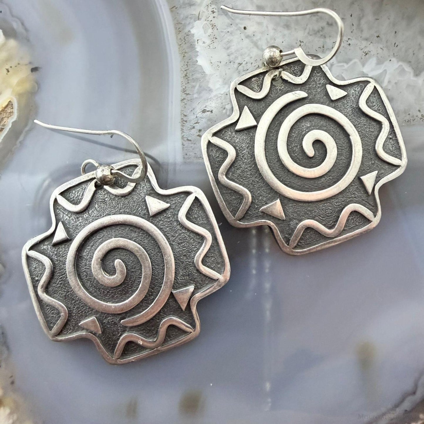 Ann Farella Santa Fe Sterling Silver Circle of Life Cross Dangle Earrings For Women