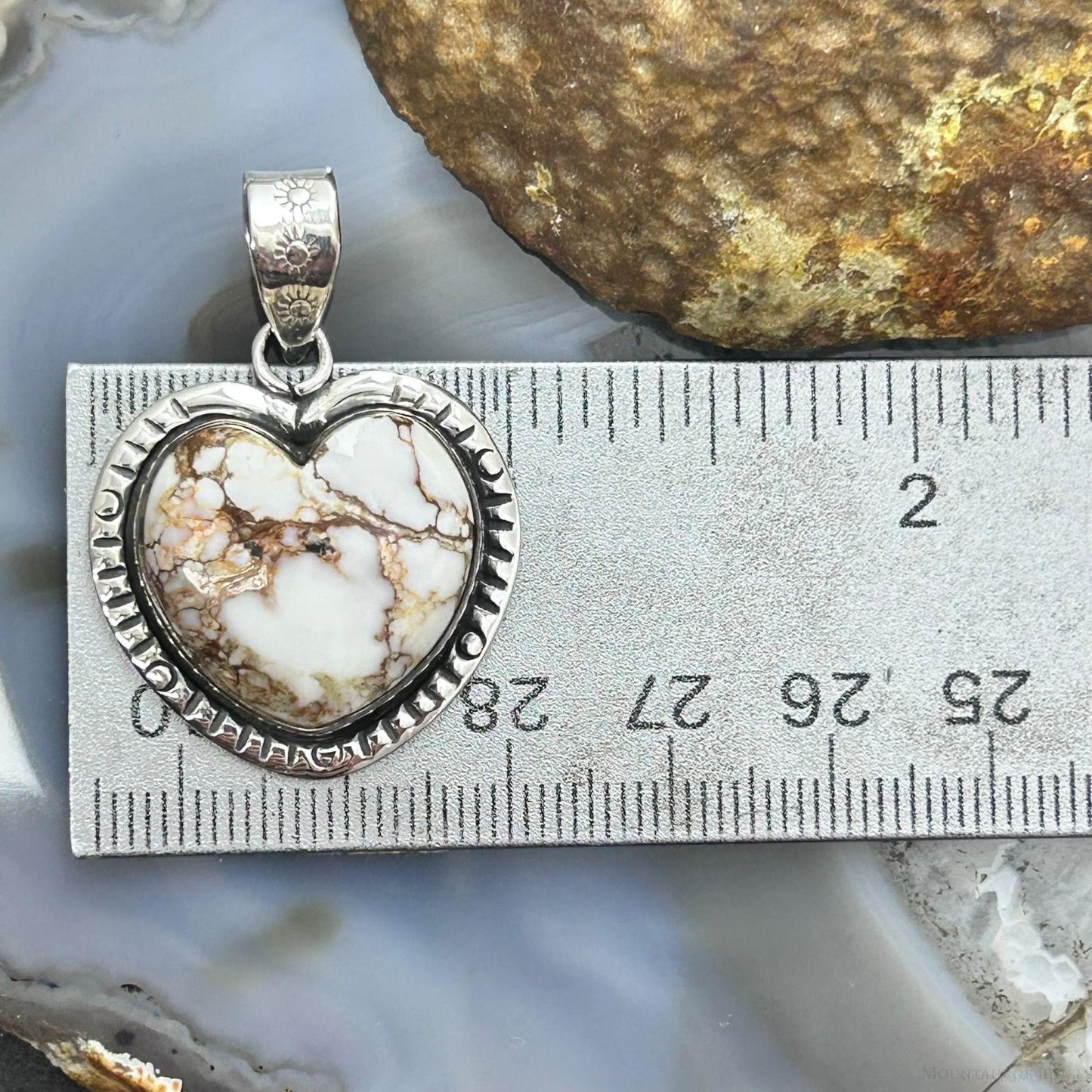 Sterling Silver Southwestern Style Wild Horse Decorated Heart Pendant For Women #1