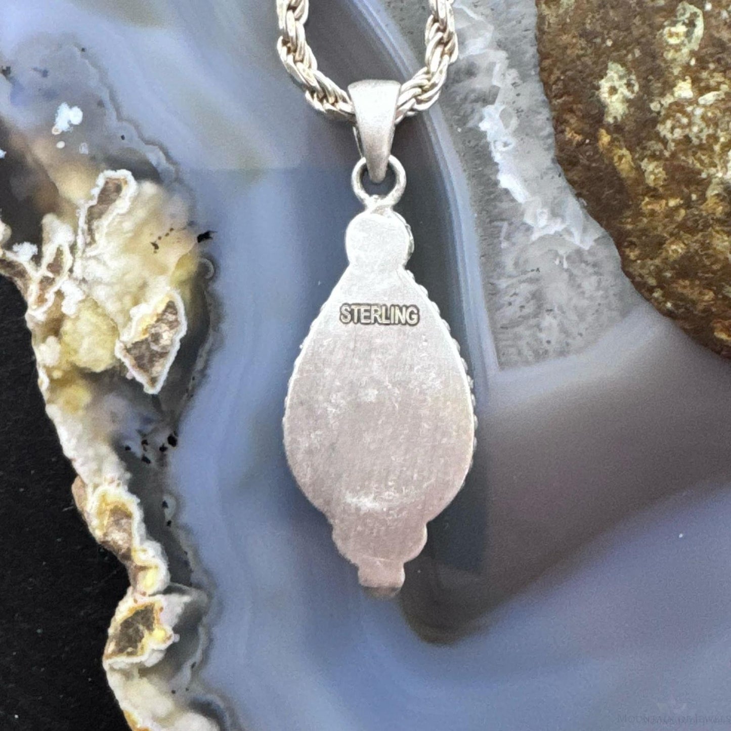Sterling Silver Southwestern Style Teardrop Golden Hill Turquoise Decorated Pendant For Women