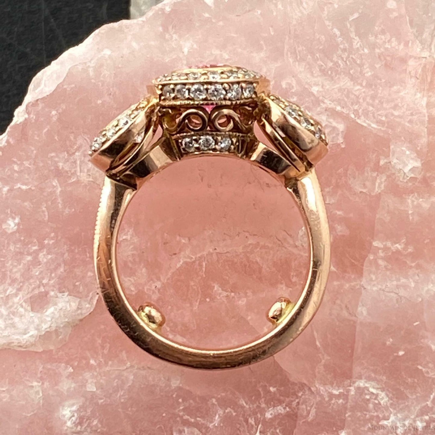 14K Rose Gold Pink and White CZ Bridal Ring Size 3