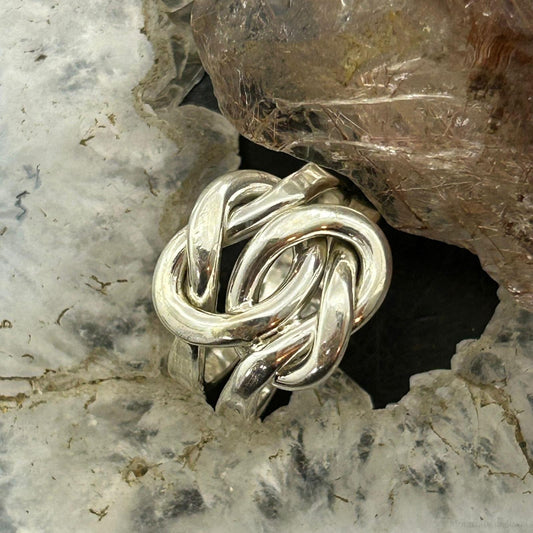Sterling Silver Double Knotted Modern Ring For Women, Taxco Mexico