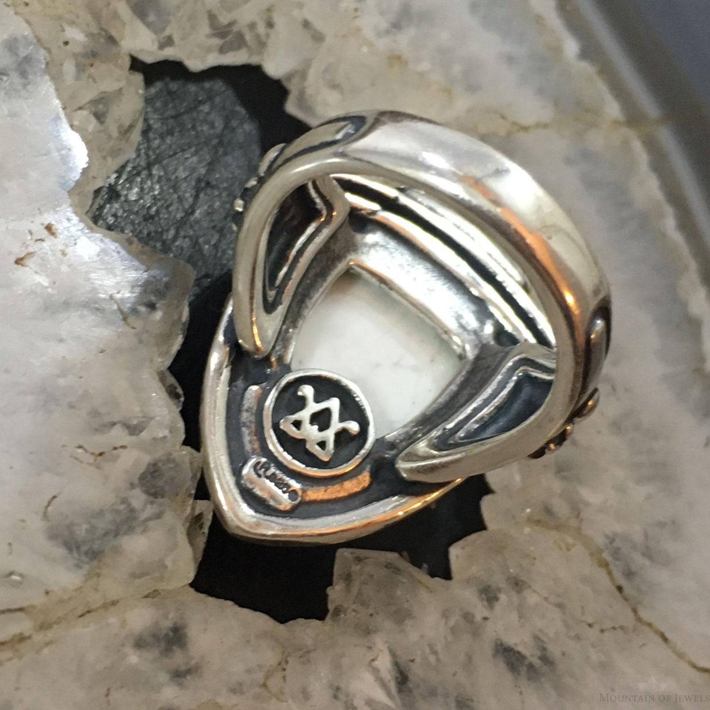 Carolyn Pollack Southwestern Style Sterling Silver Shield Howlite Ring For Women