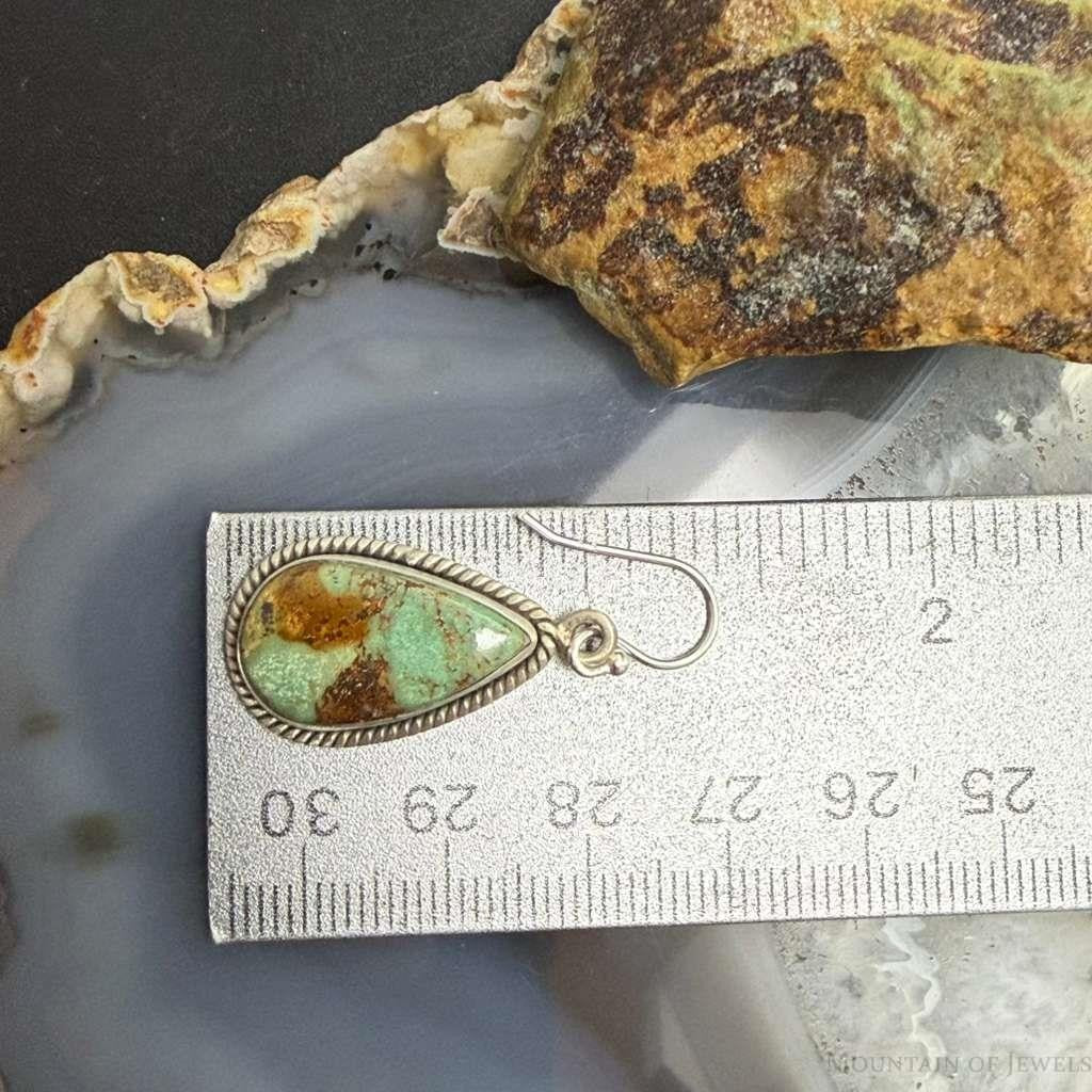 Sterling Silver Southwestern Style Teardrop Turquoise Dangle Earrings For Women #1