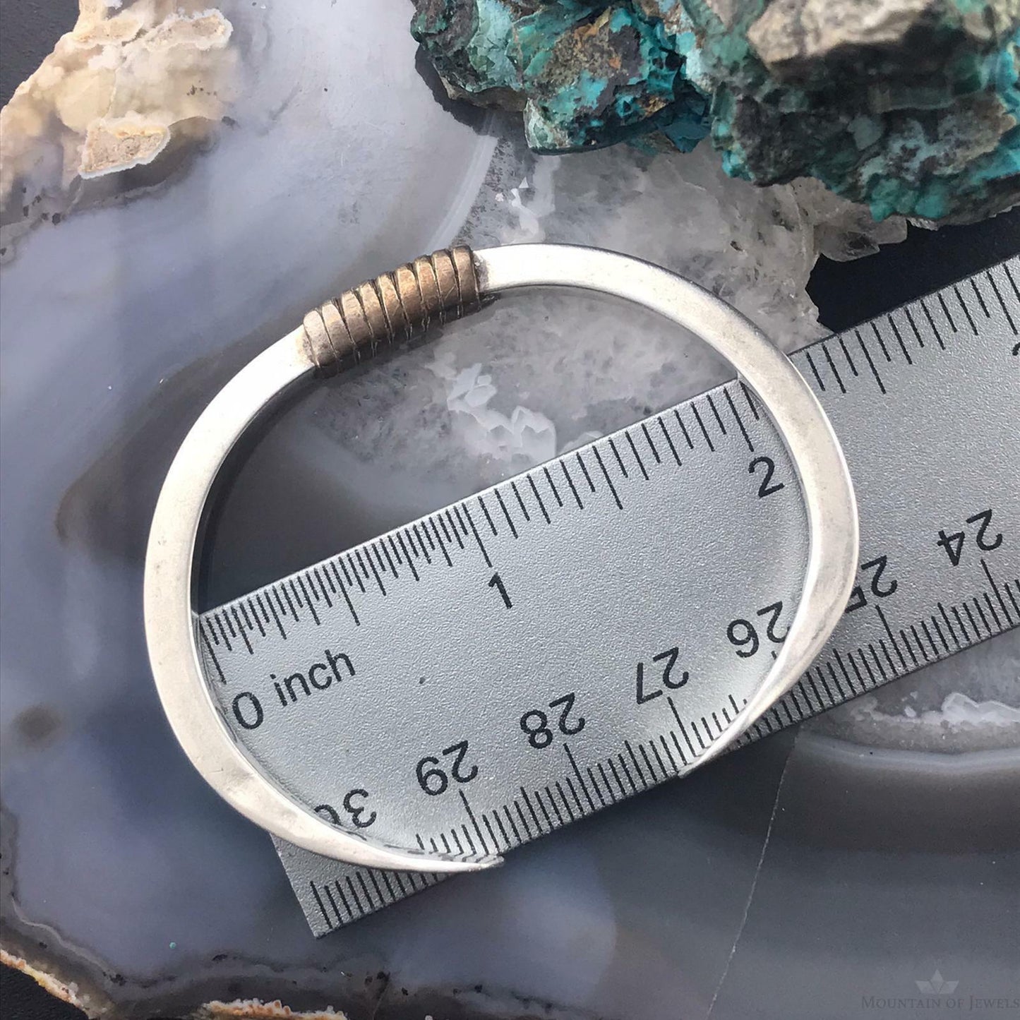 Native American Sterling Silver and Gold Filled Warp Slim Cuff Bracelet For Women