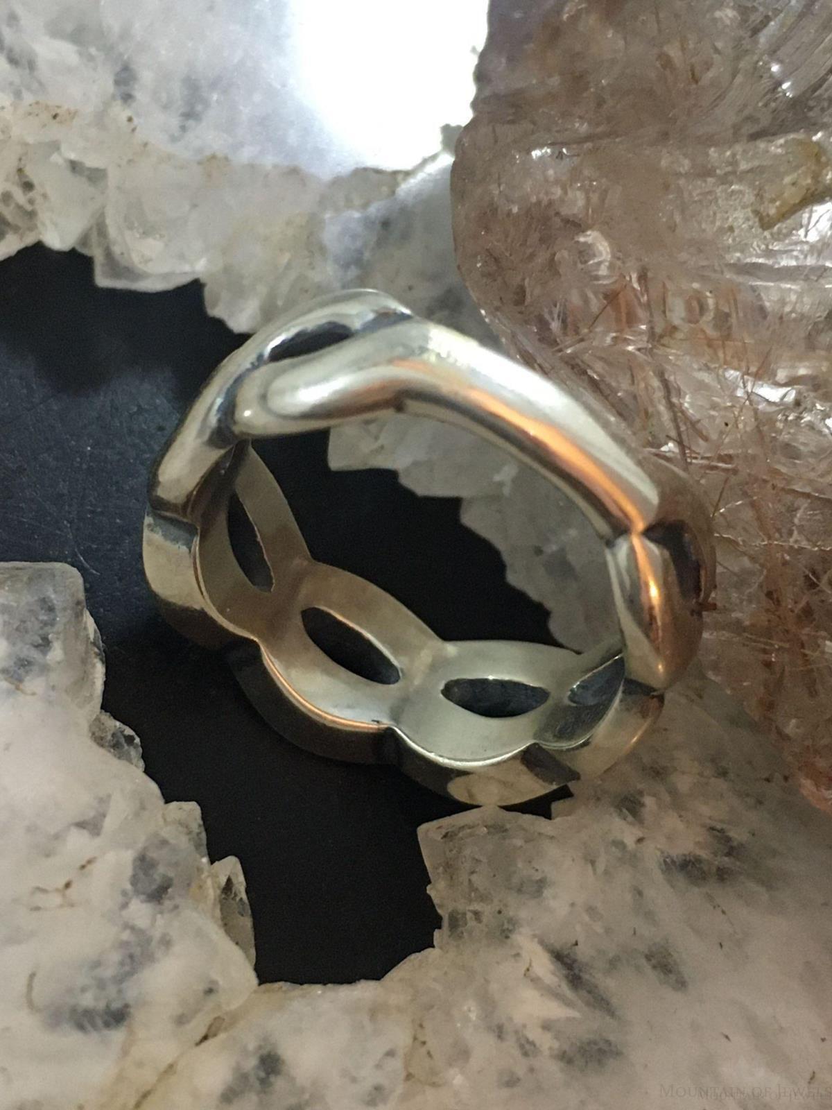 Carolyn Pollack Southwestern Style Sterling Silver Turquoise & Coral Chip Inlay Band Ring
