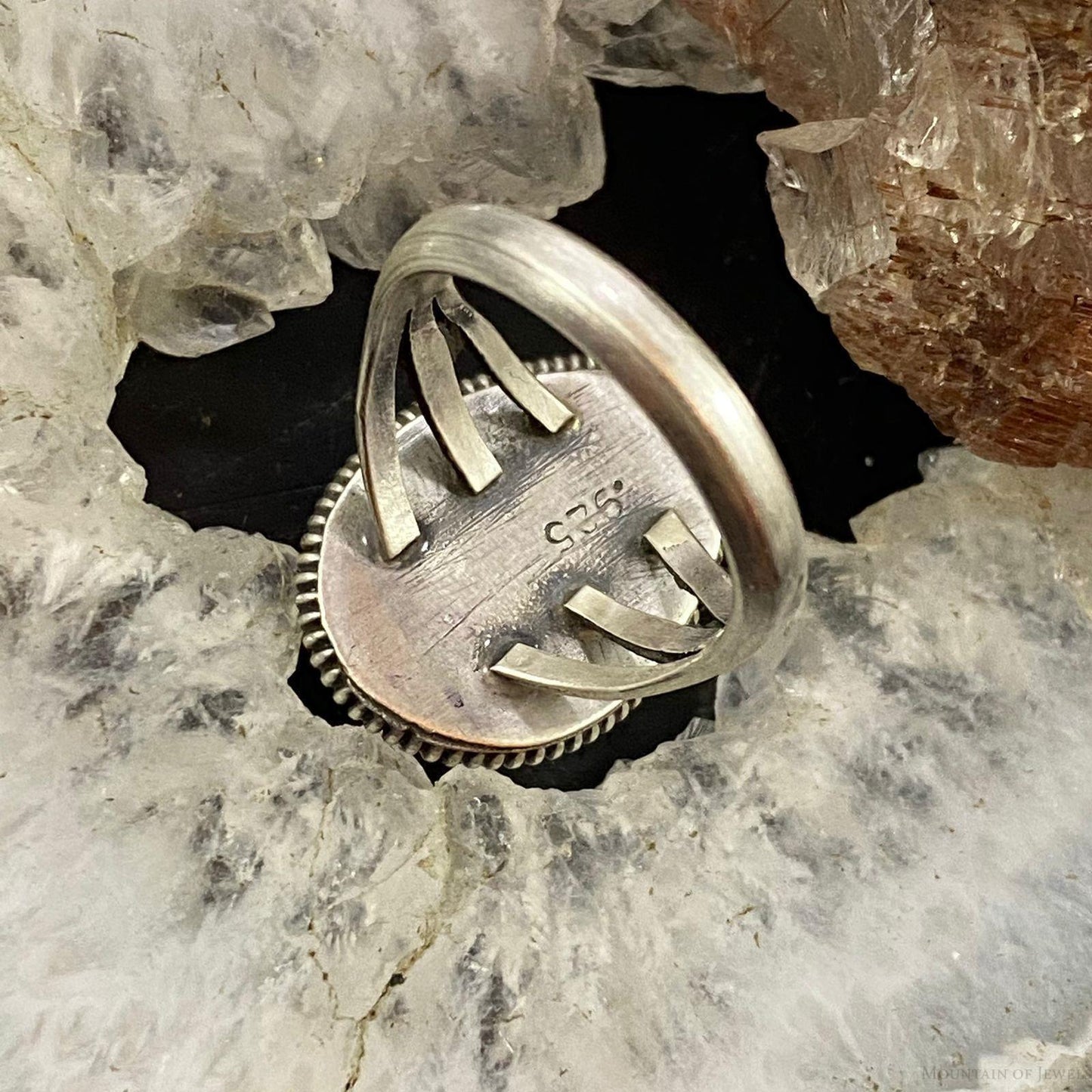 Native American Sterling Silver Teardrop Pink Conch Shell Ring Size 6.25