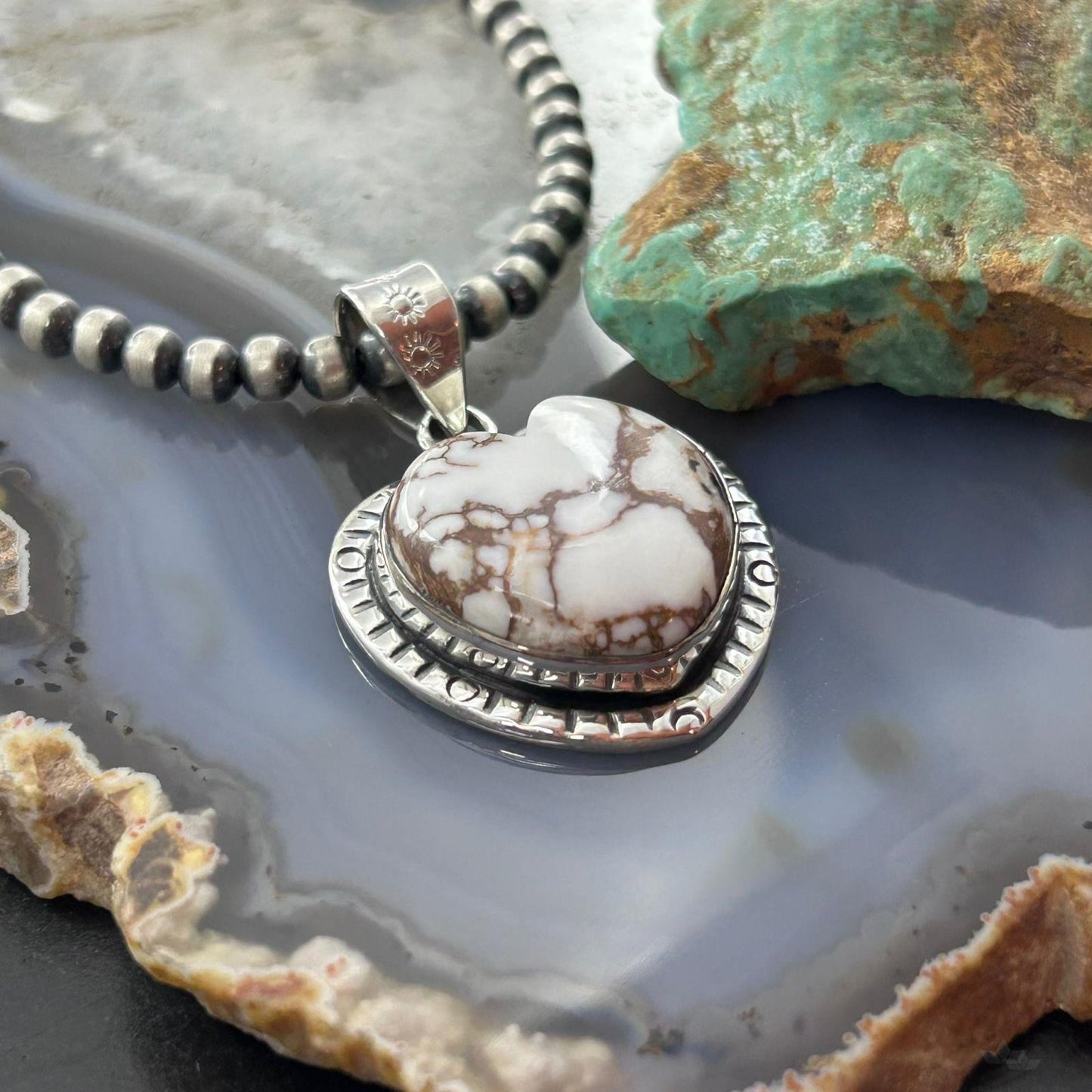 Sterling Silver Southwestern Style Wild Horse Heart Pendant For Women