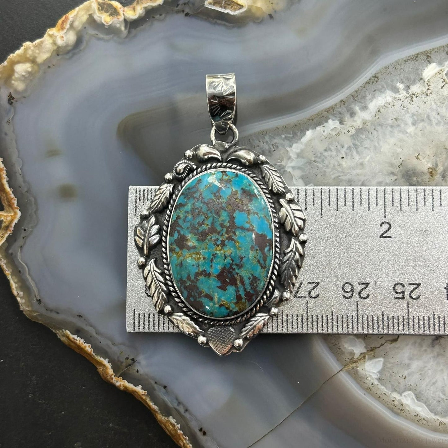 Sterling Silver Southwestern Style Oval Turquoise Pendant For Women #10