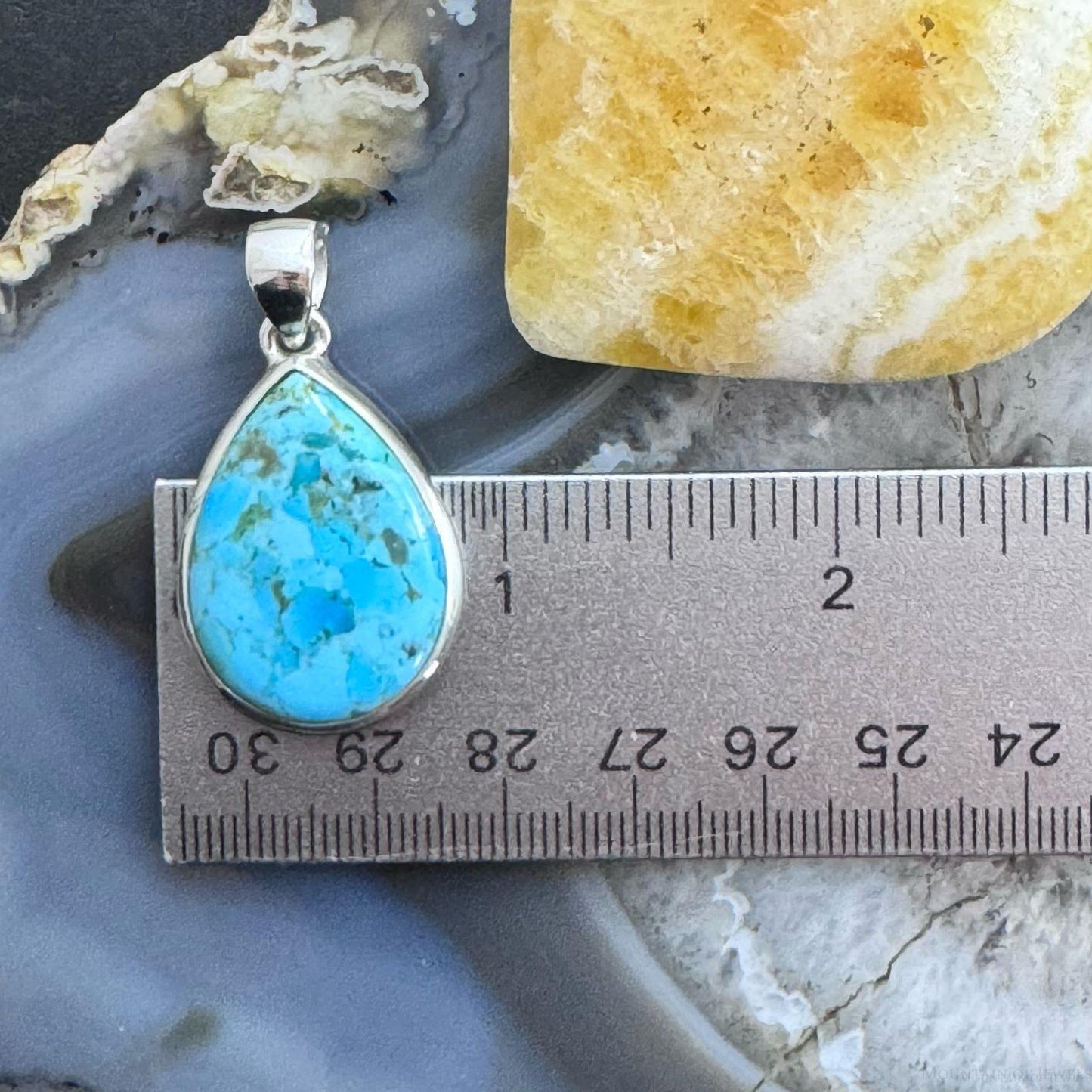 Sterling Silver Southwestern Style Teardrop Apatite Decorated Pendant For Women