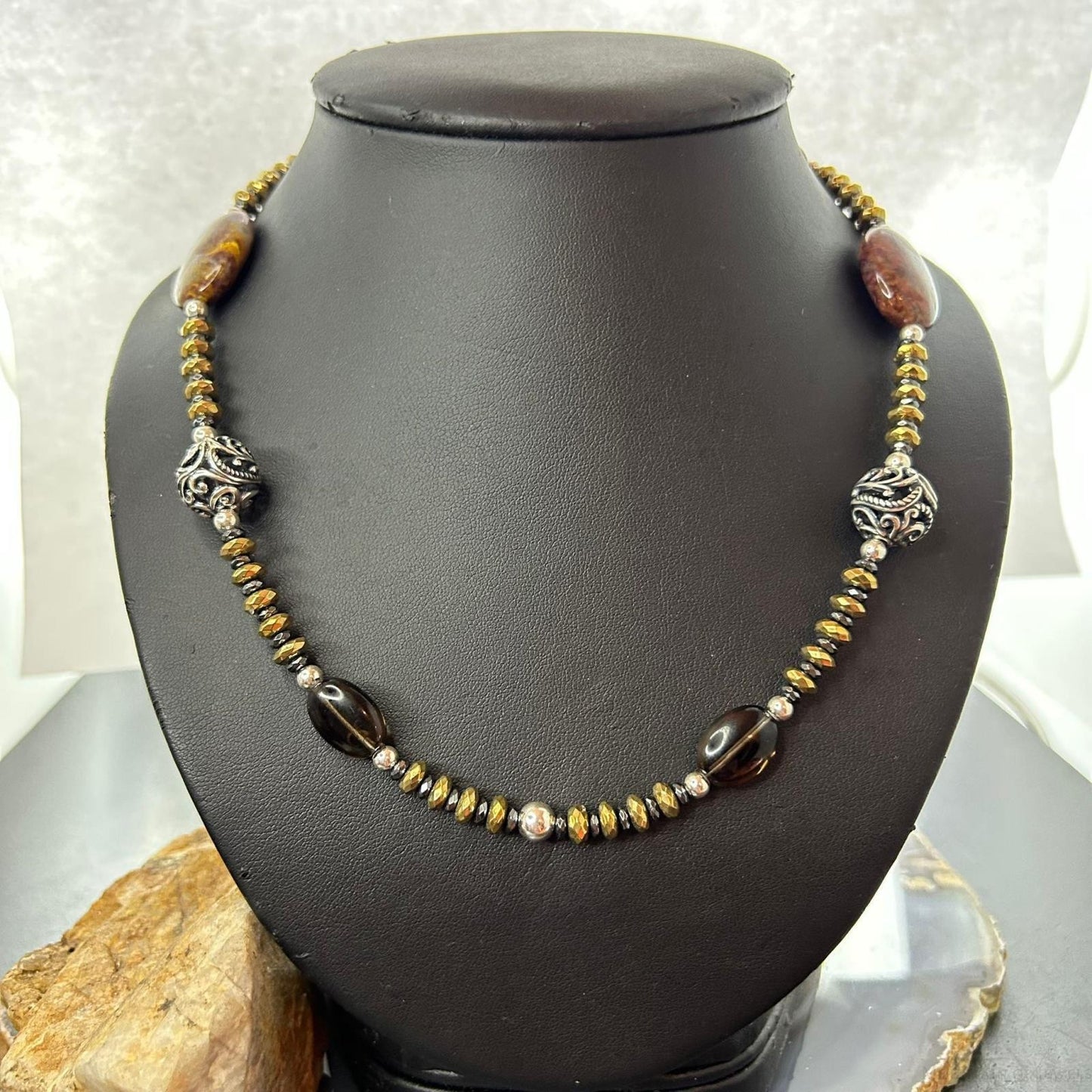 Carolyn Pollack Southwestern Style Sterling Silver Earth Tone Multi Gemstone Necklace For Women